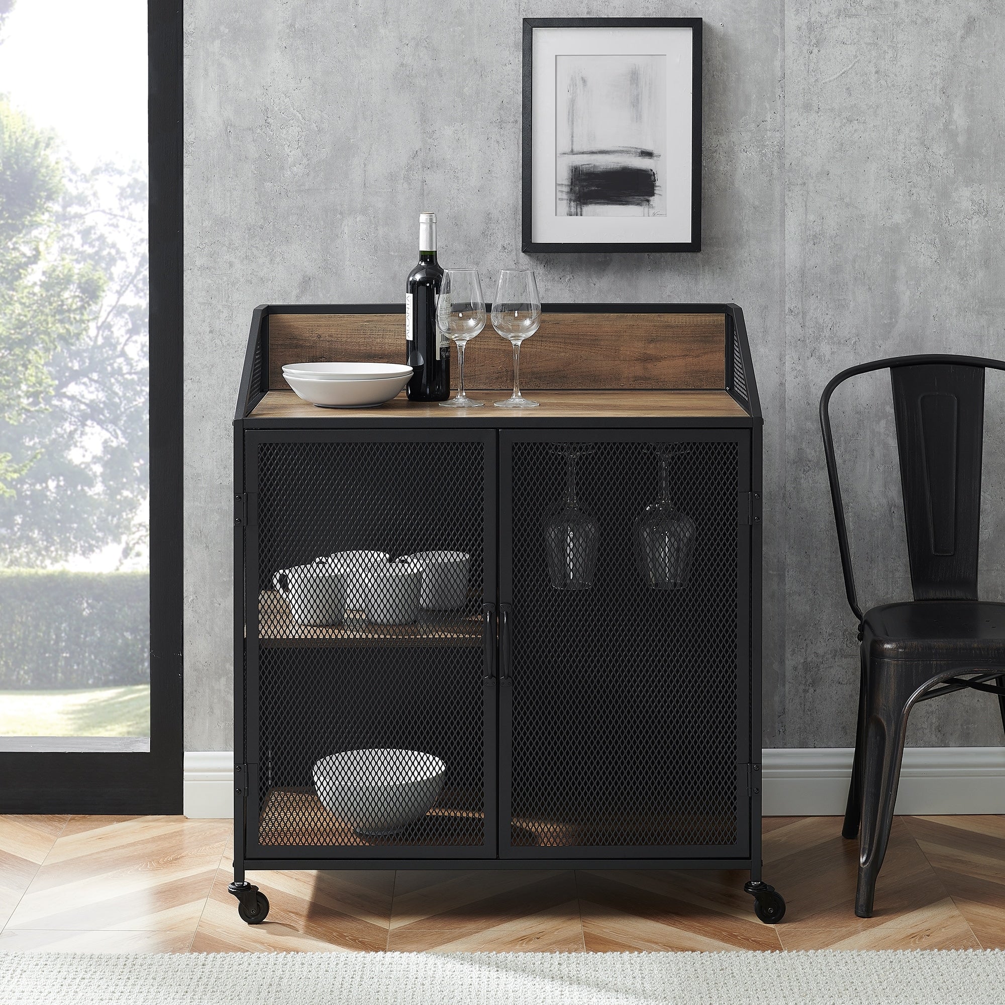 Middlebrook Pierpont Industrial Mesh Bar Cabinet