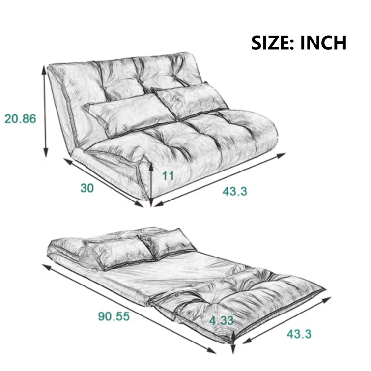 Nevaeh 43.3'' Upholstered Reclining Sleeper Sofa