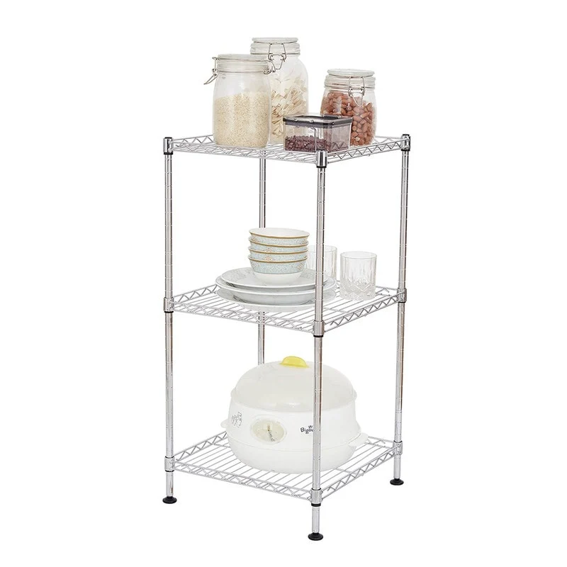 Black 3-Tier Black Wire Shelving Tower
