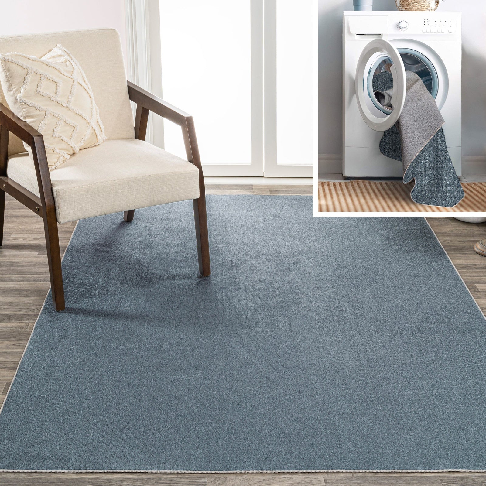 Twyla Classic Solid Low-Pile Machine-Washable Area Rug