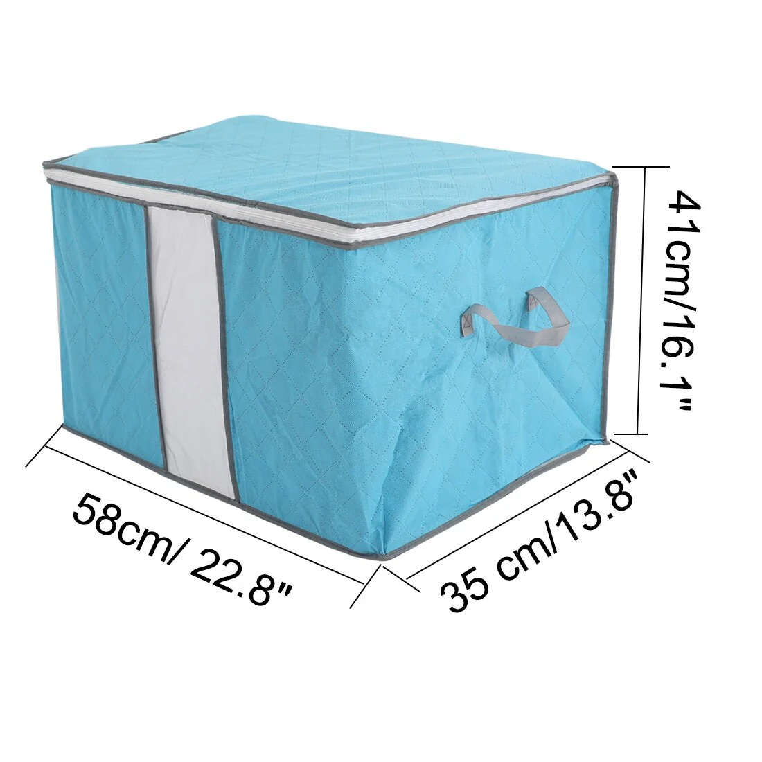 Home Foldable Zippered Dustproof Quilt Clothes Storage Bag Container Blue