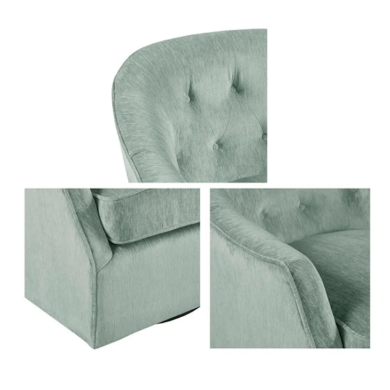 Awakened Swivel Chair with Button Tufted Back and Flared Arms