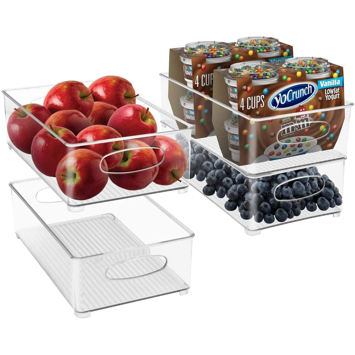 Plastic Storage Bins Stackable Clear Pantry Organizer Box Containers