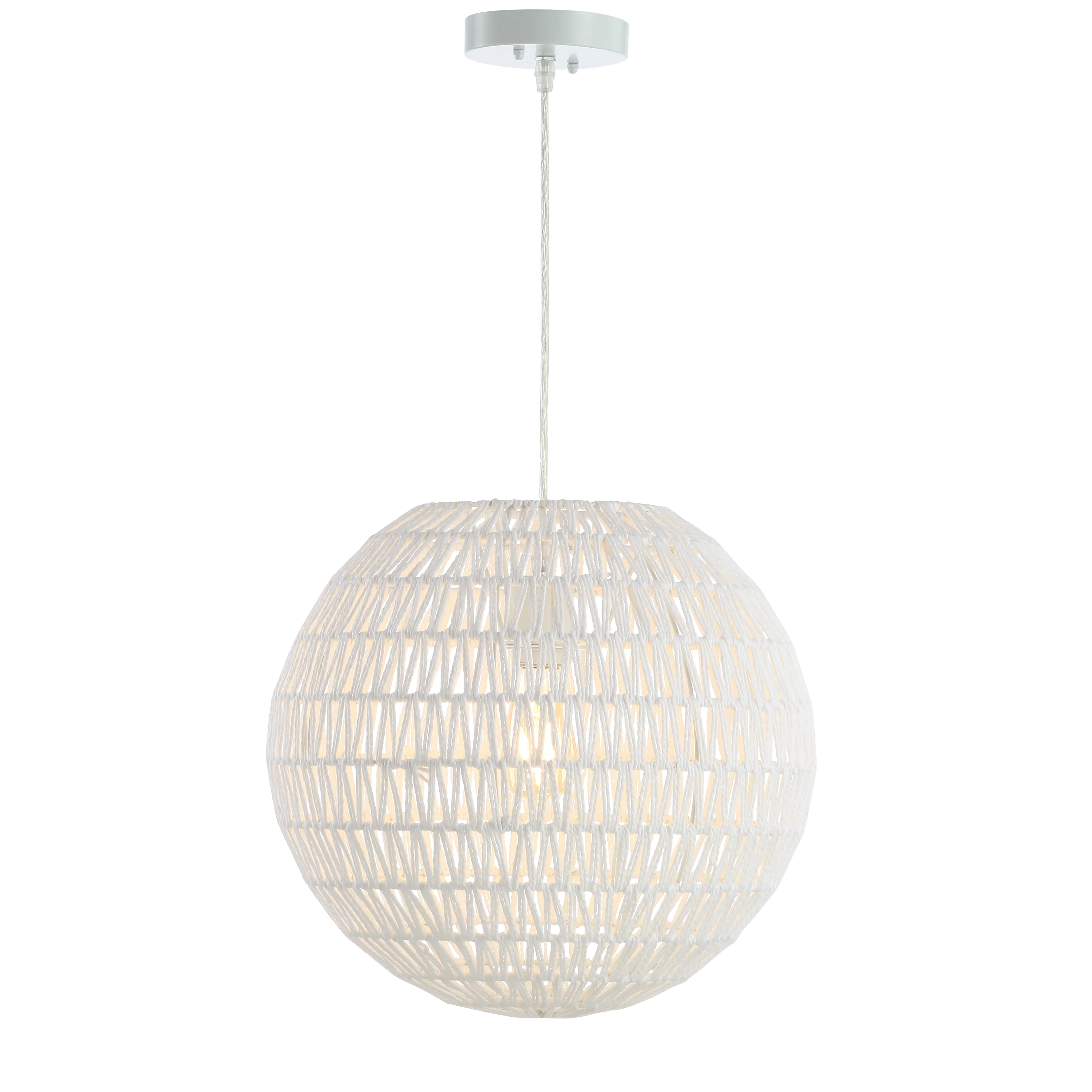 Luna 1-Light Bohemian Modern Woven Rattan/Iron LED Pendant