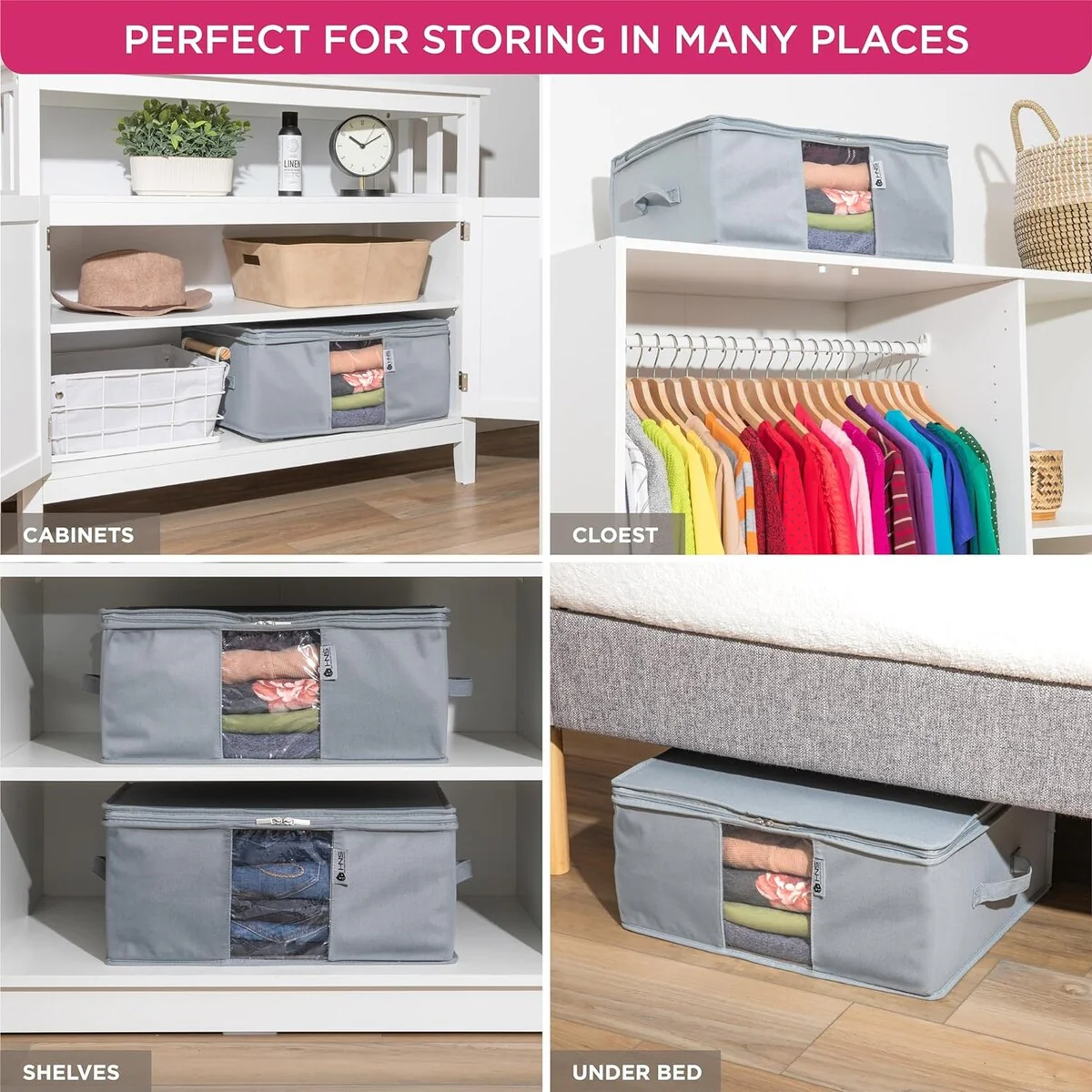 Clothes Storage Bag Organizer with Cedar Insert to Protect from Moths, Moist, Dirt, Dust etc. - Set of 2 Bags