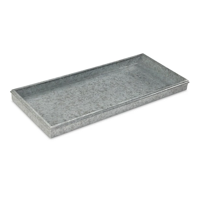 Double Circles Boot Tray for Boots, Shoes, Plants, Pet Bowls, and More, Dark Zinc, Gray Finish by Good Directions