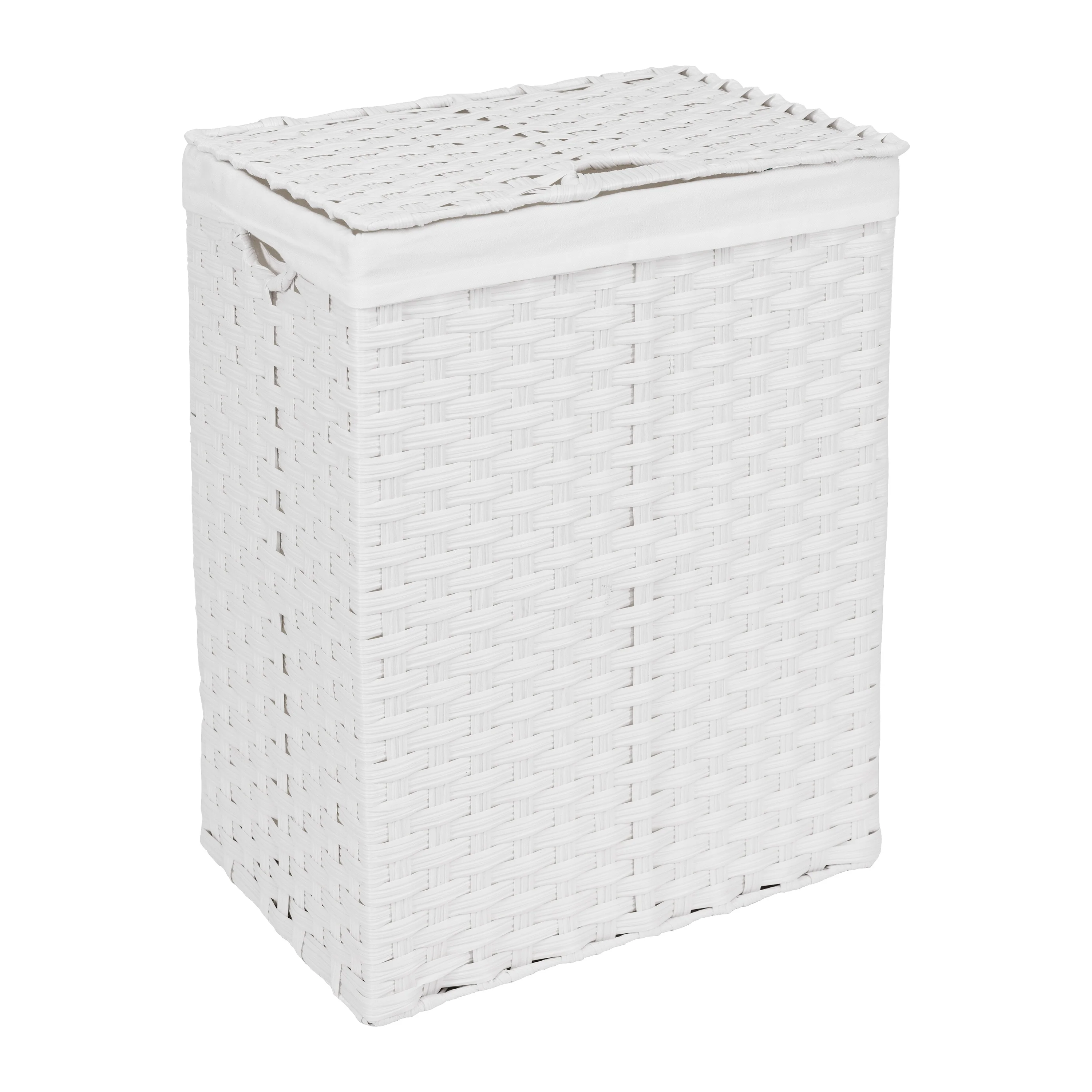 Seville Classics Lidded Foldable Portable Rectangular Laundry Hamper Basket with Washable Liner