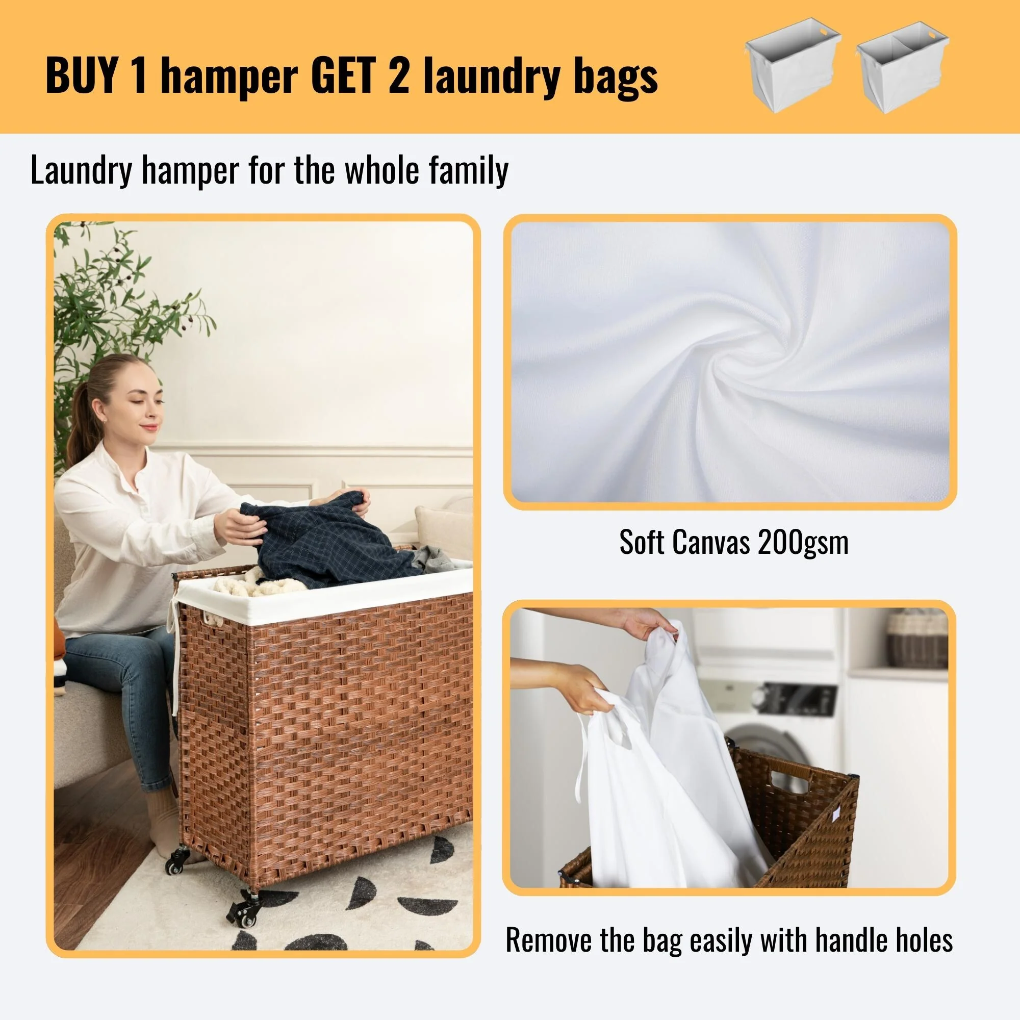 GDFStudio - Ethan Monroe Laundry Hamper Set - Versatile and Stylish Storage Solution