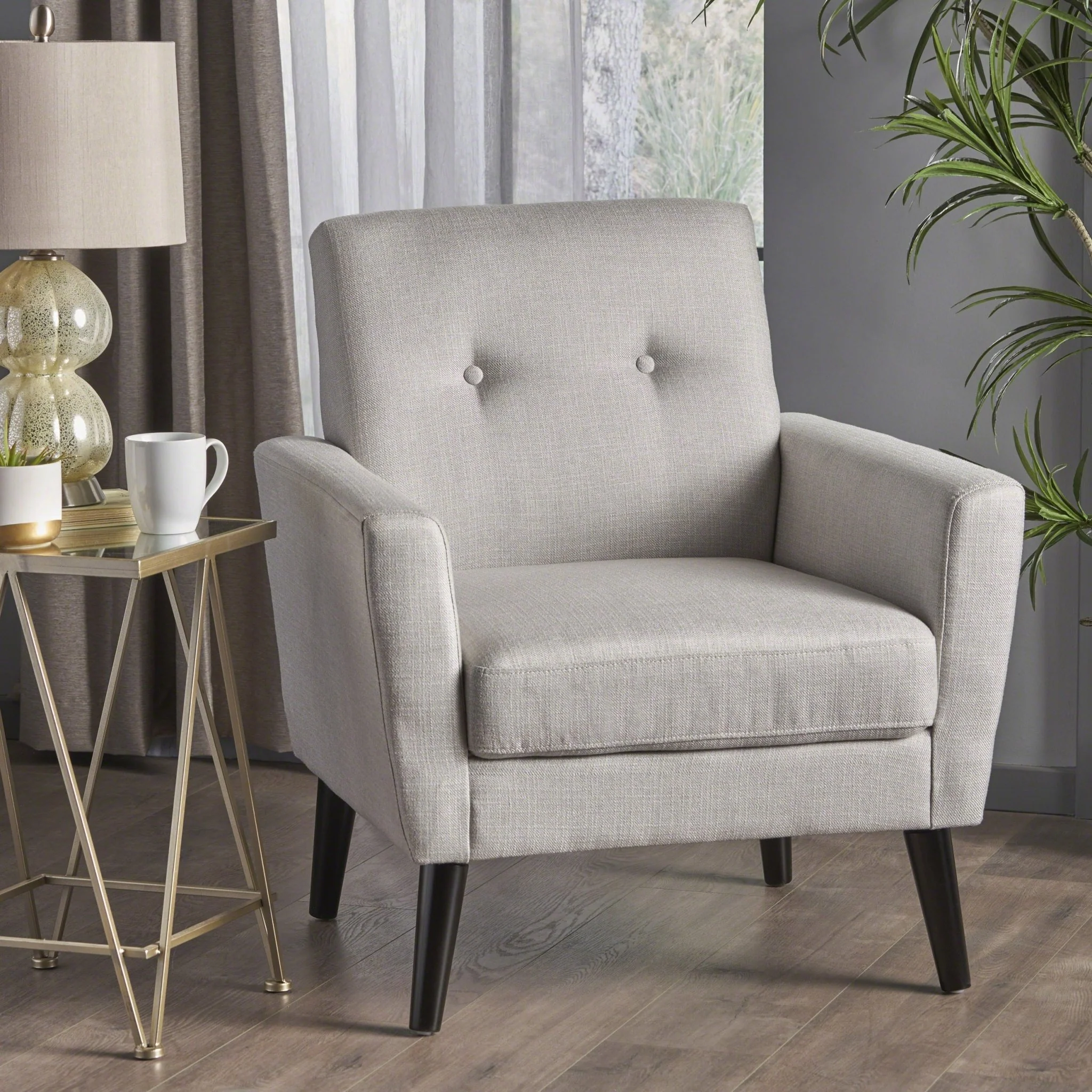 Radiantize Upholstered Fabric Club Chair with Square-off Back and Button Tufted