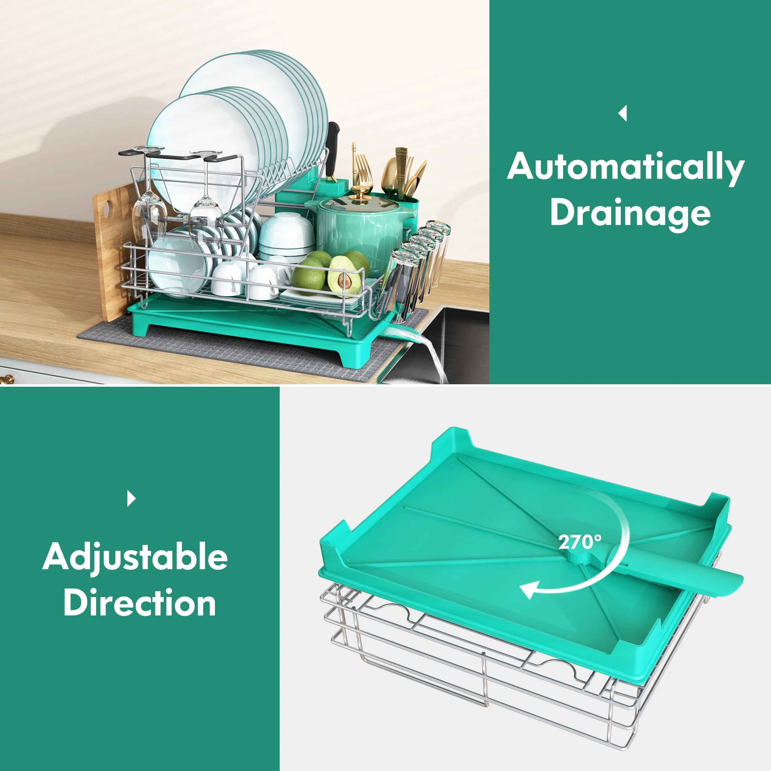 JASIWAY 2 Tier Kitchen Stainless Steel Dish Rack