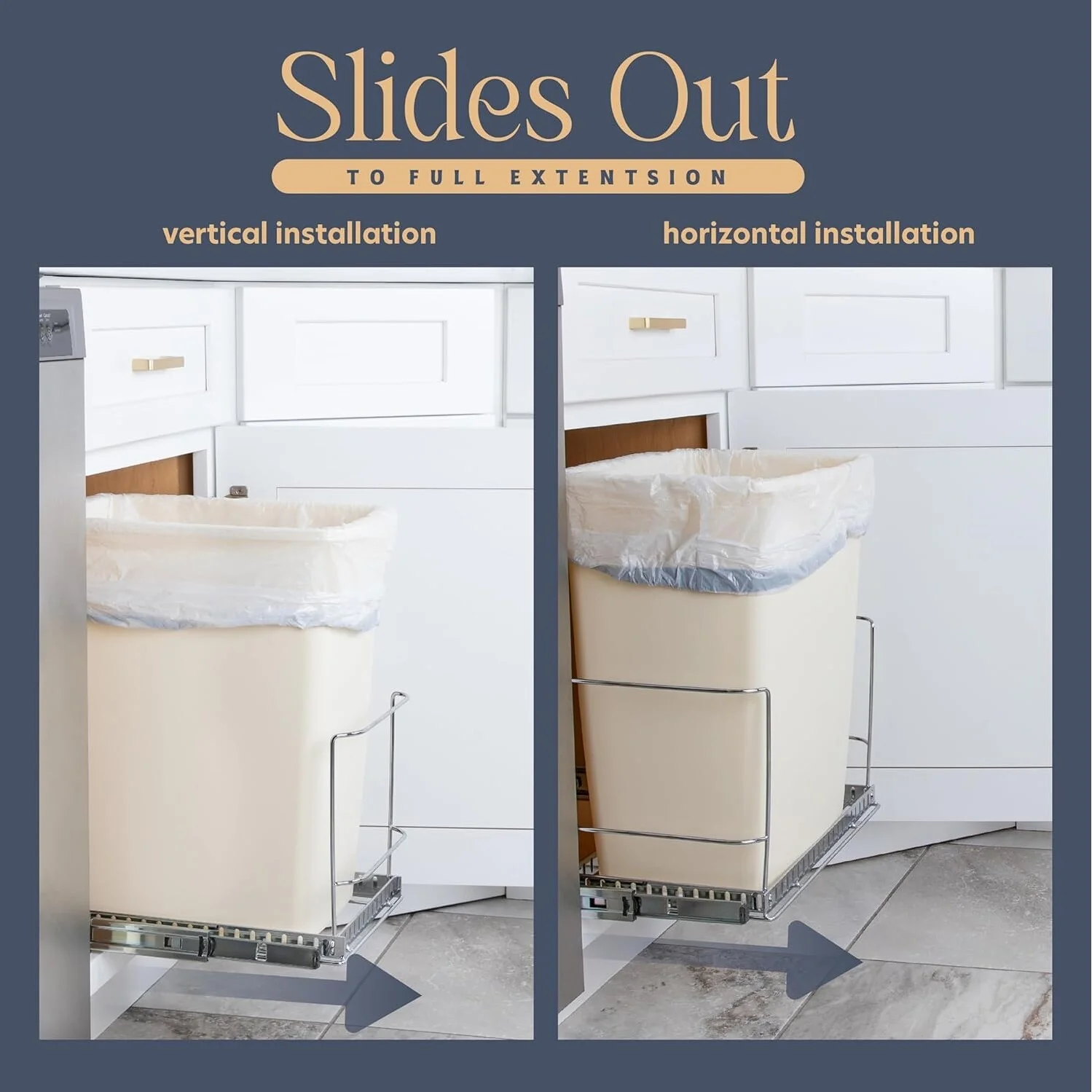 Hold N' Storage Pull Out Trash Can Under Cabinet - Trash Can Not Included, Heavy Duty