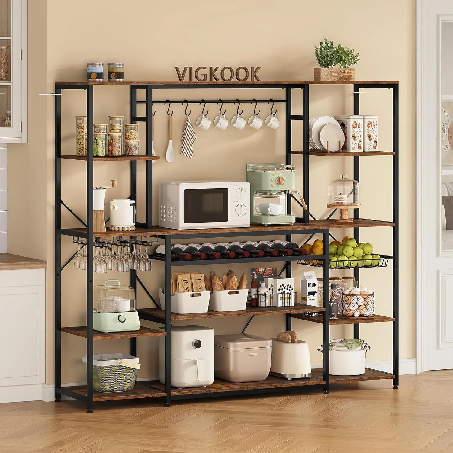 Bakers Rack Coffee Bar Wine Rack Storage Shelves