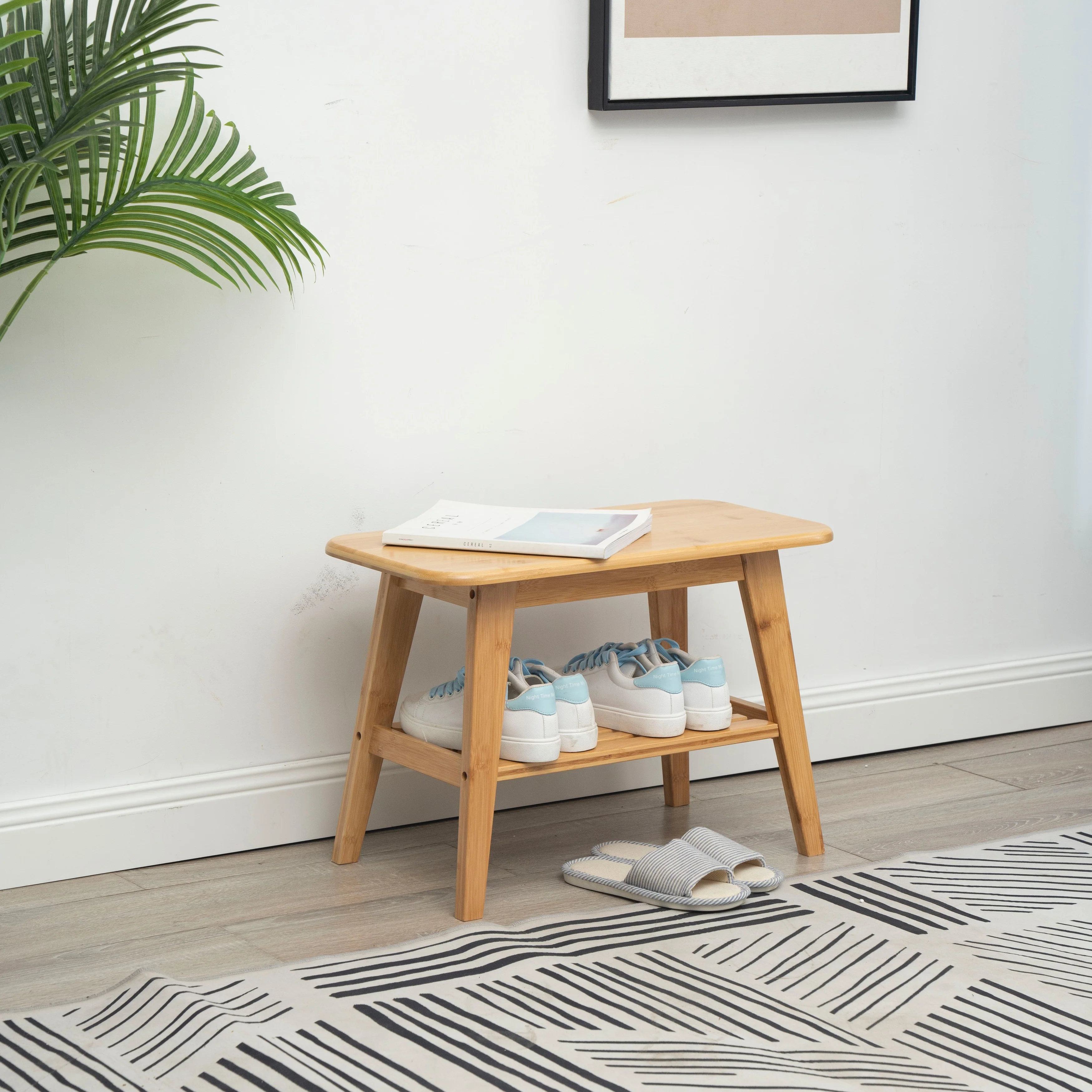 Bamboo Shoe Rack for Entryway, Shoe & Entryway Bench