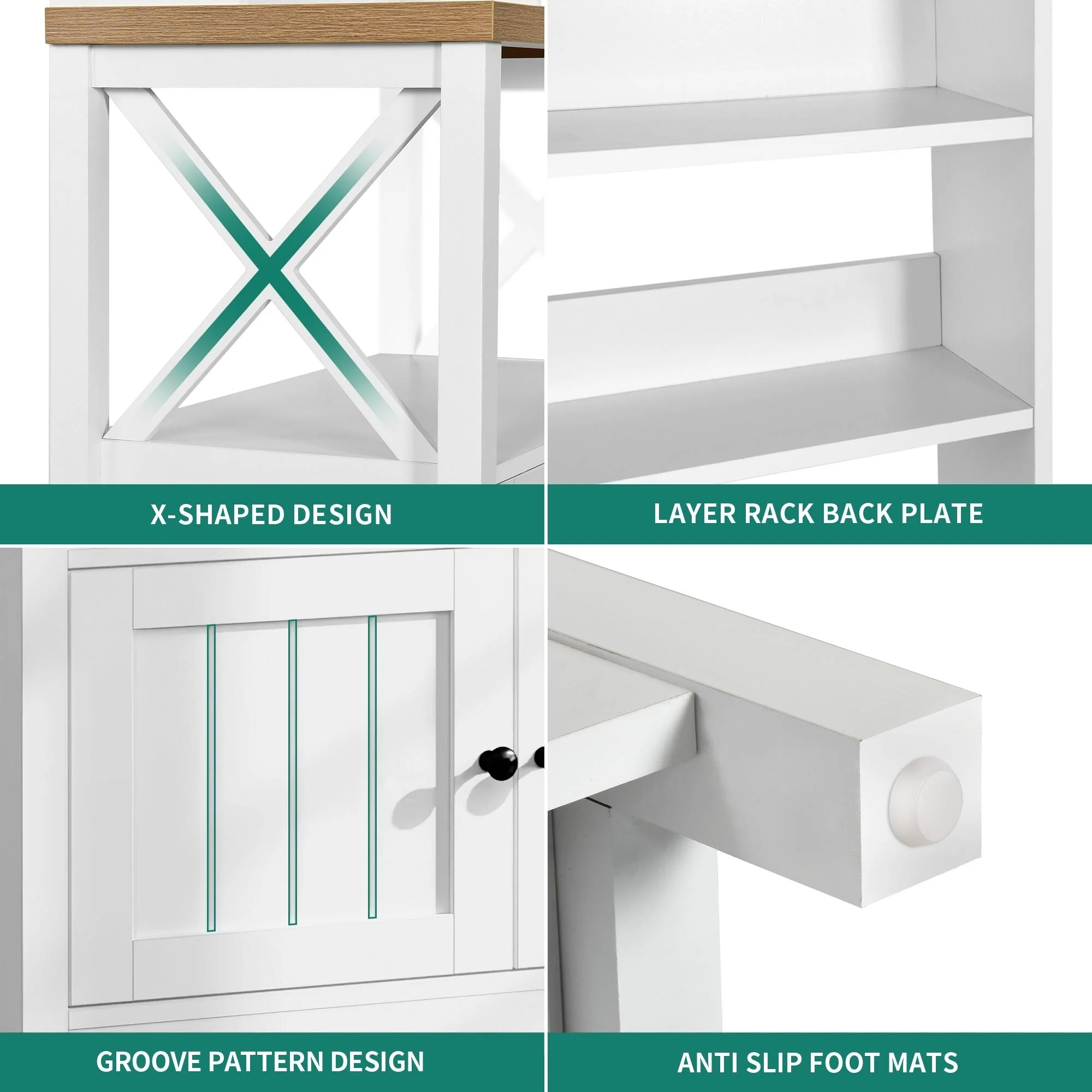 Moasis 5 Tier Kitchen Bakers Rack with Storage Shelves Microwave Oven Stand Kitchen Shelf Organizer