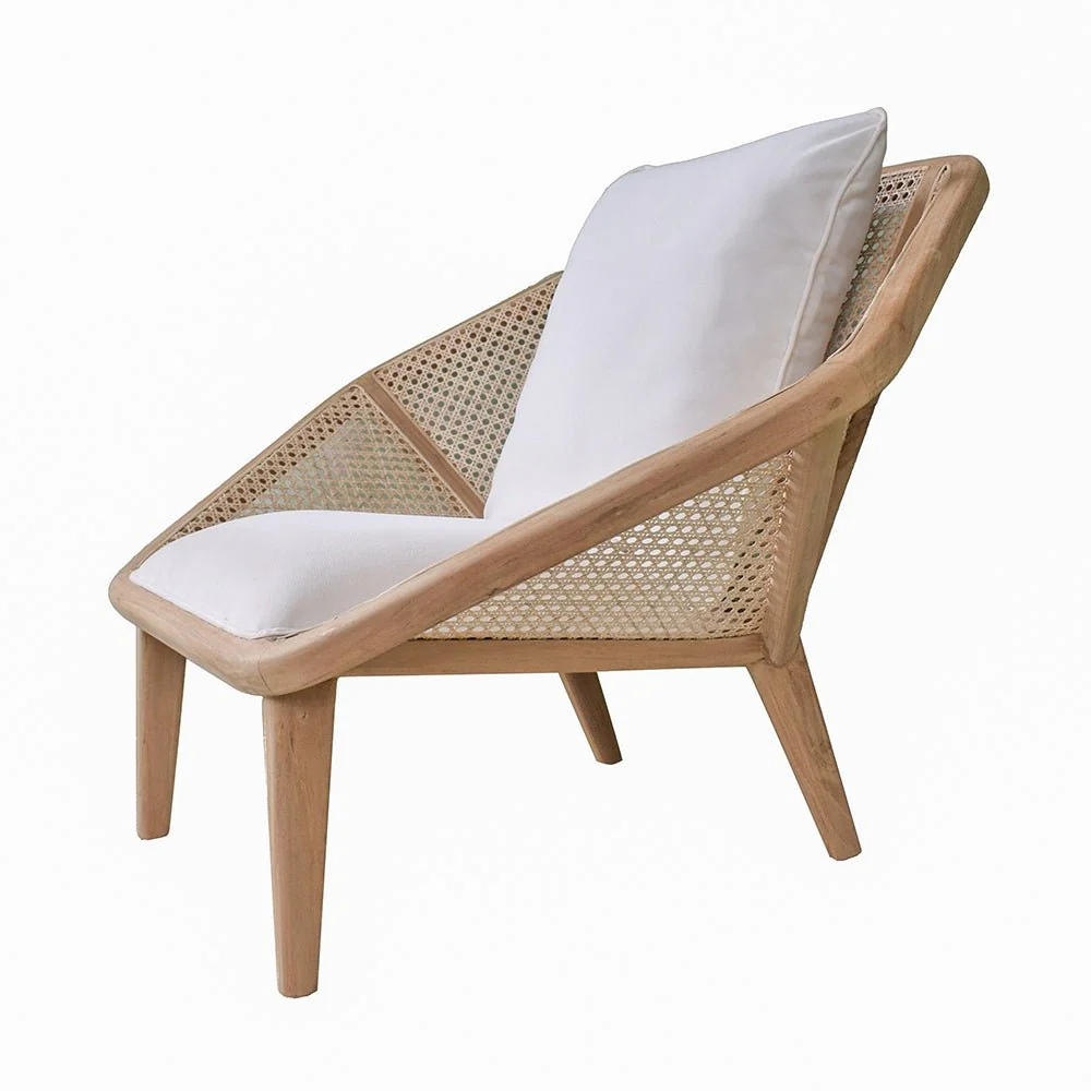 Leisure Chair with Rattan Cane Back and Hexagonal Design