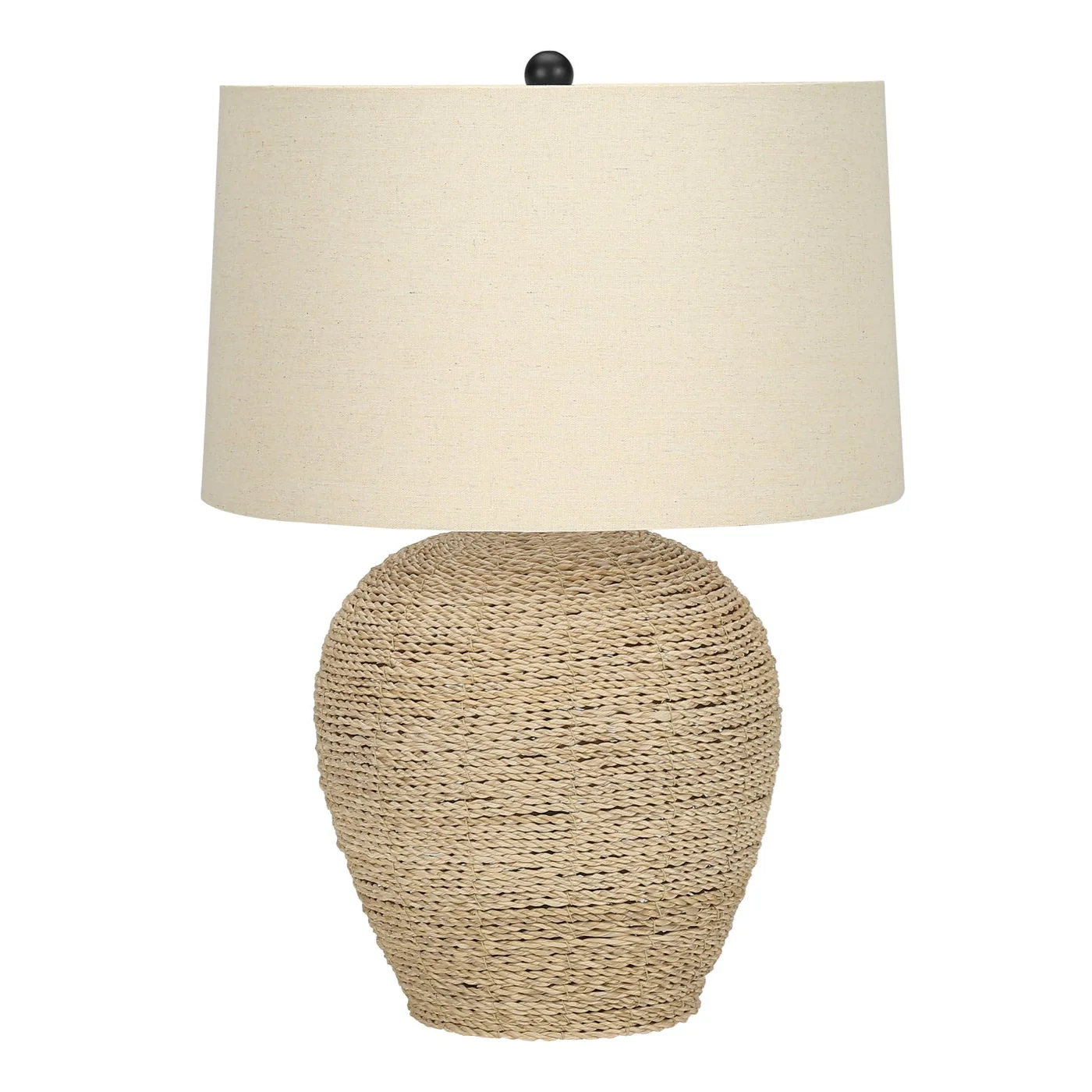 25 Table Lamp with Rattan Base and Linen Drum Shade