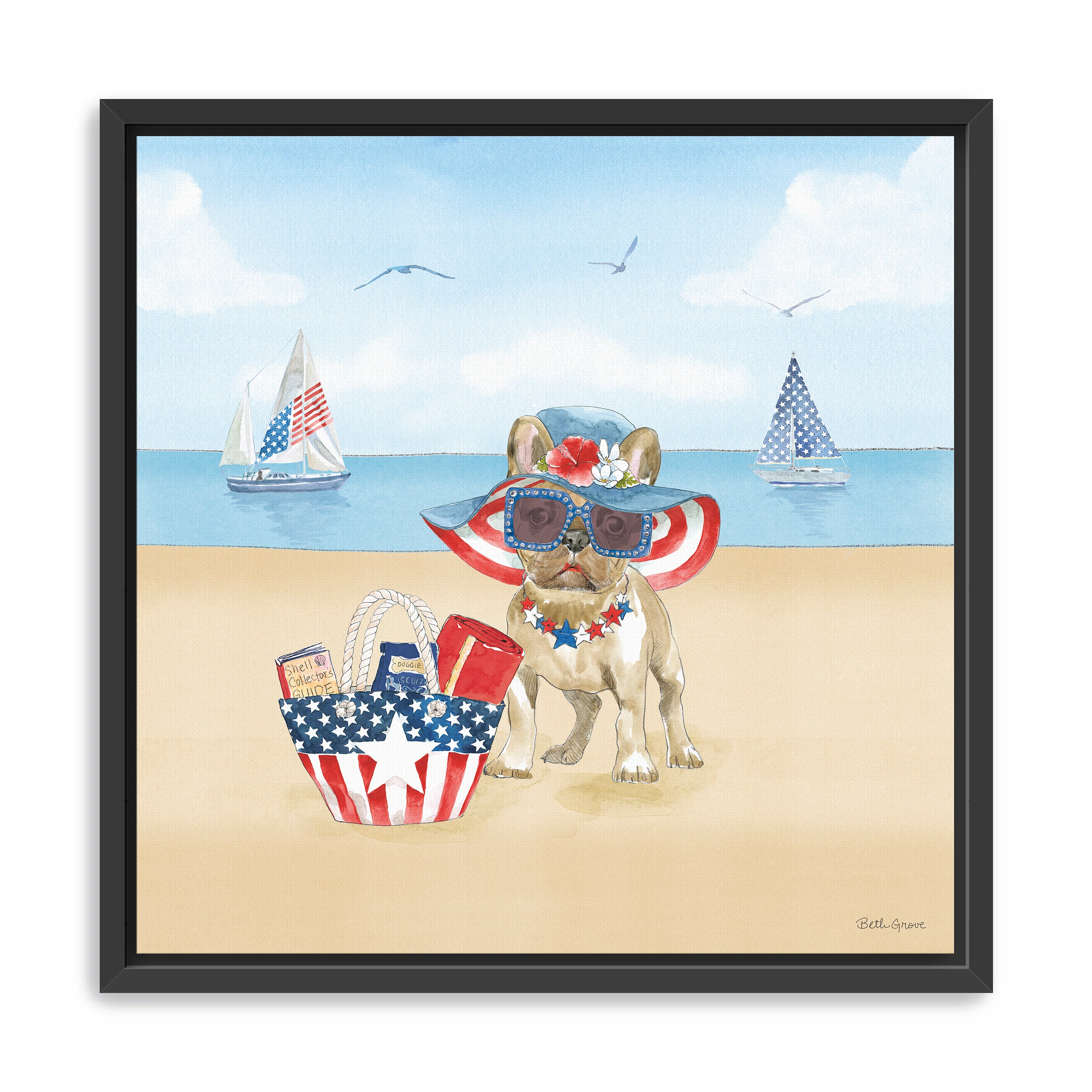 Summer Paws Patriotic IV Canvas Giclee