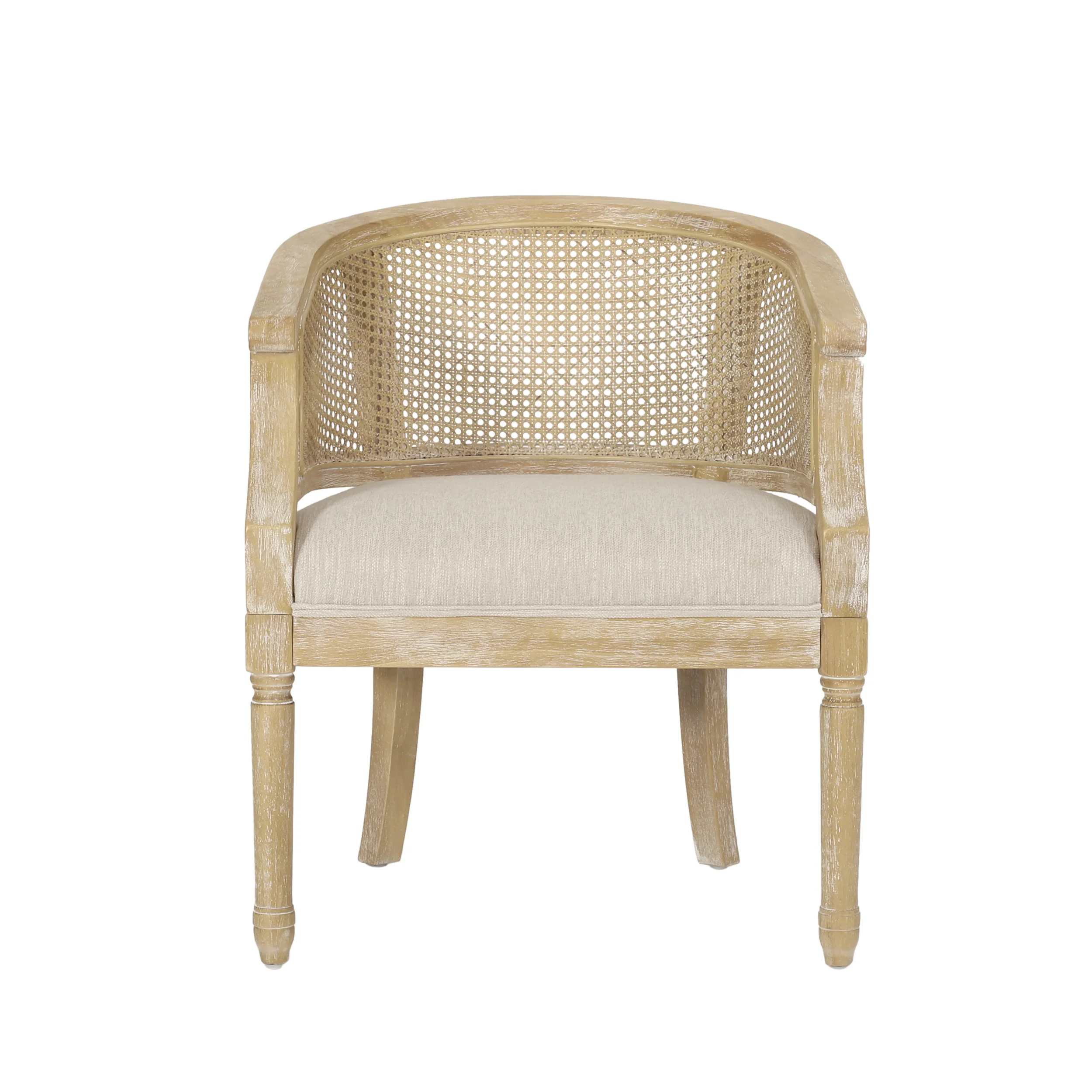 Accent Chair Rubber Wood Beige Natural