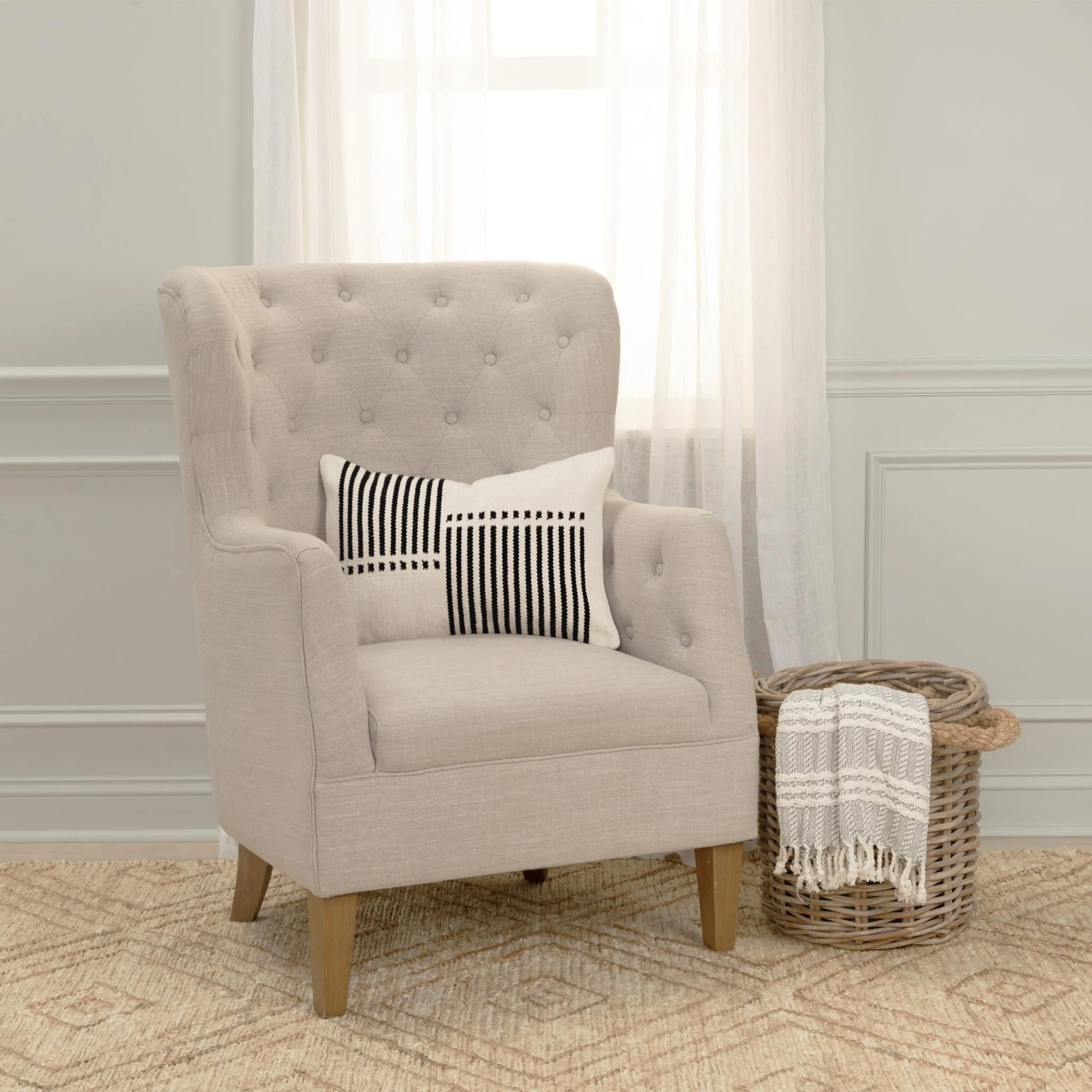 Woven Striped Decorative Throw Pillow