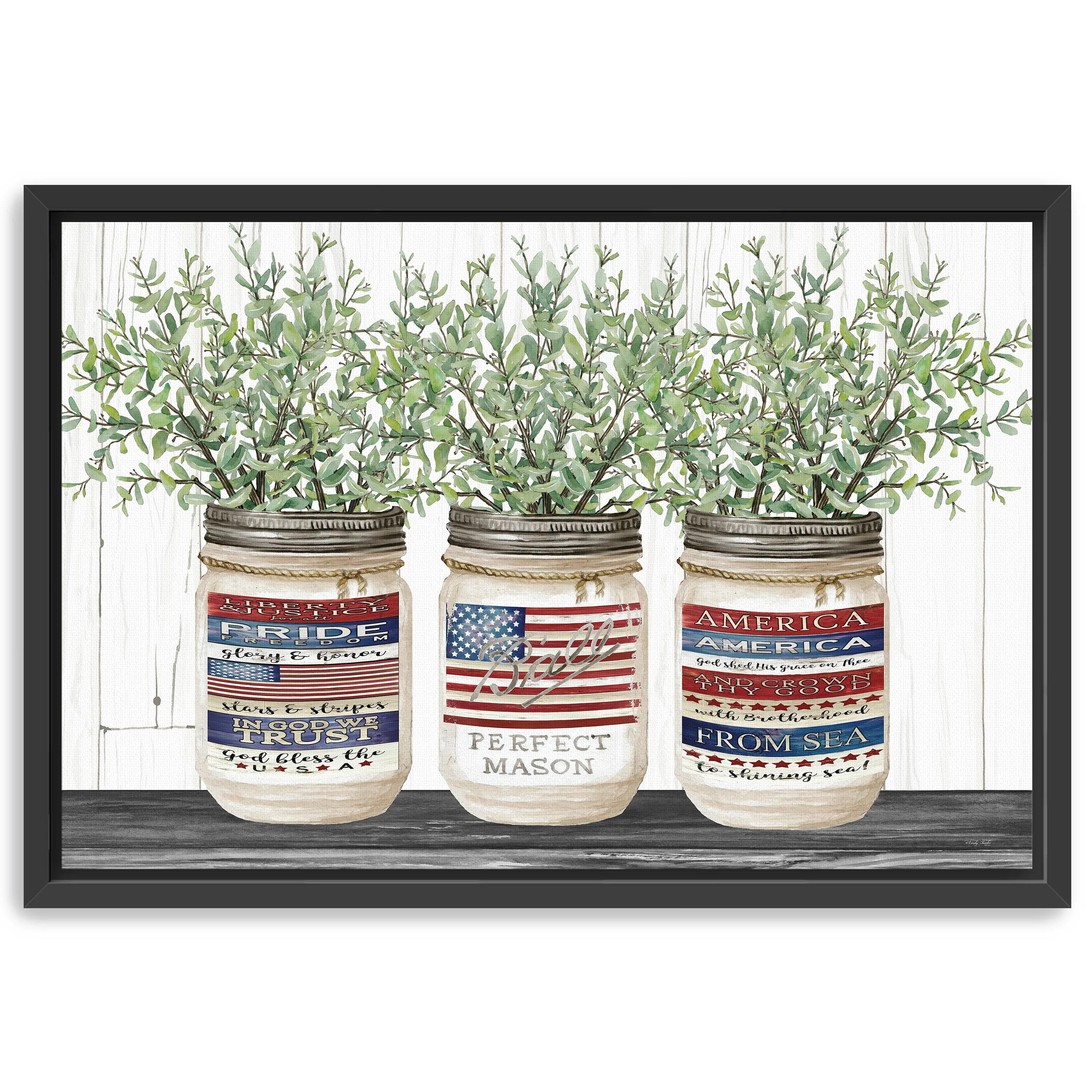 Patriotic Glass Jar Trio I Canvas Giclee