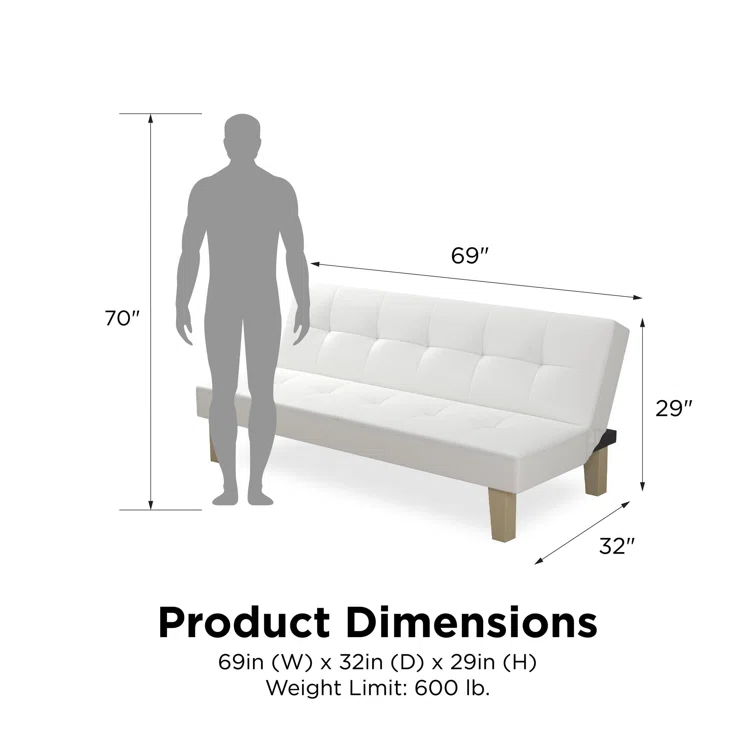 Achsah Twin 69'' Faux Leather Convertible Sofa