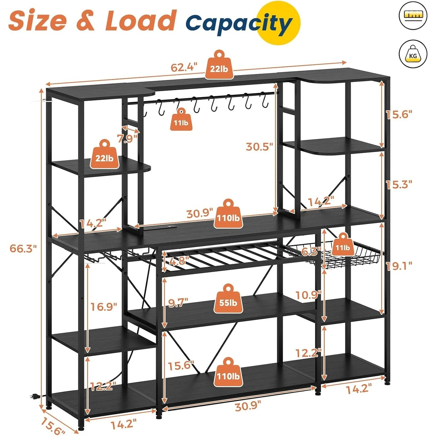 Bakers Rack Coffee Bar Wine Rack Storage Shelves