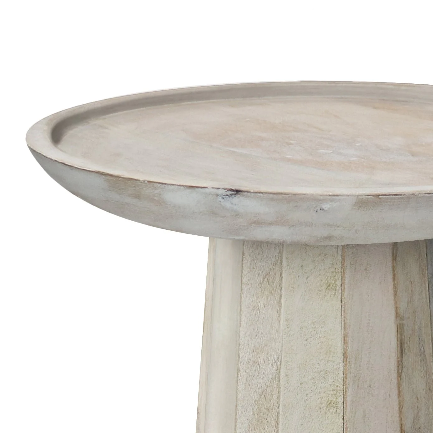 Pantomime Wooden Round Accent Table with Sculptural Design Base