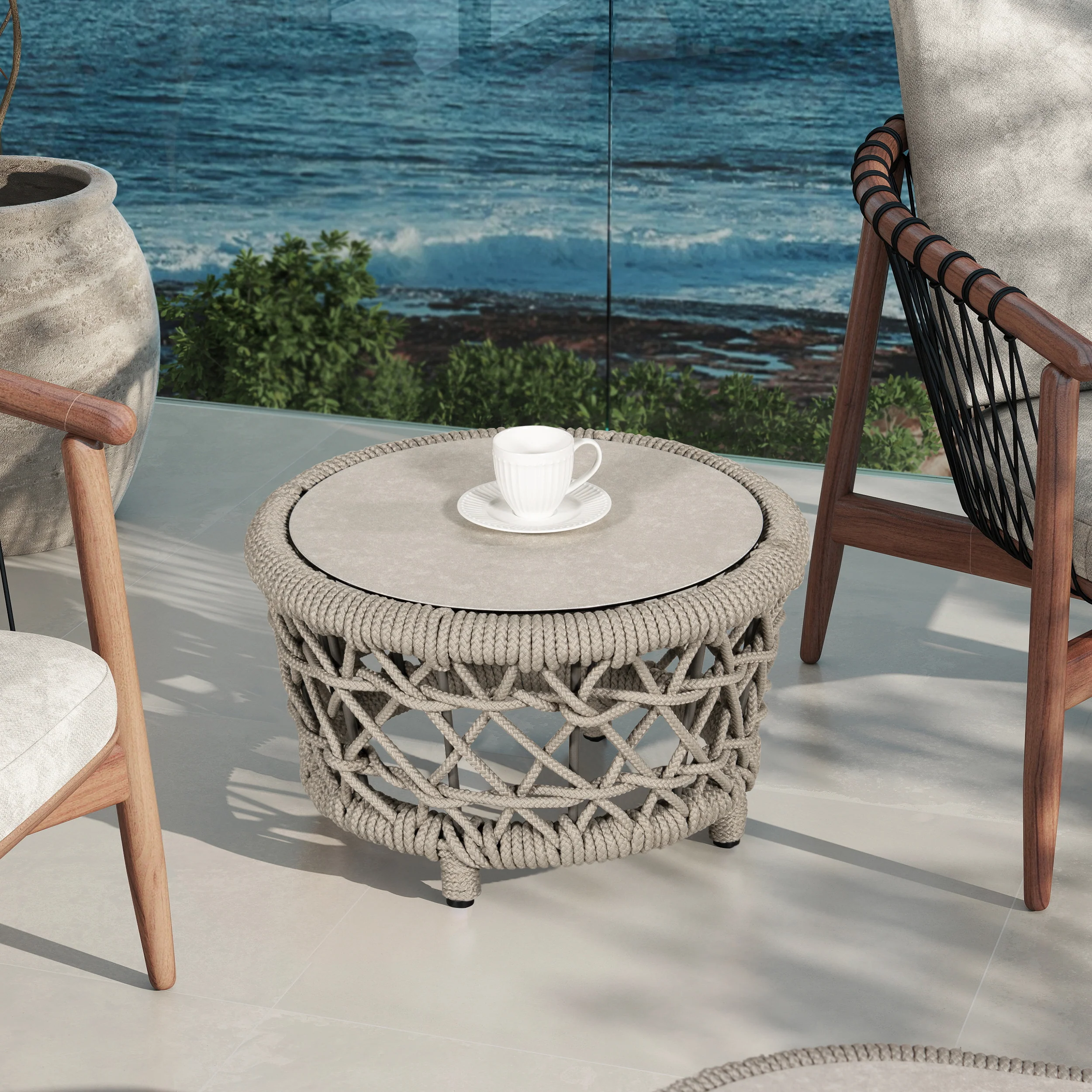 Everly Round Woven Outdoor Coffee Table