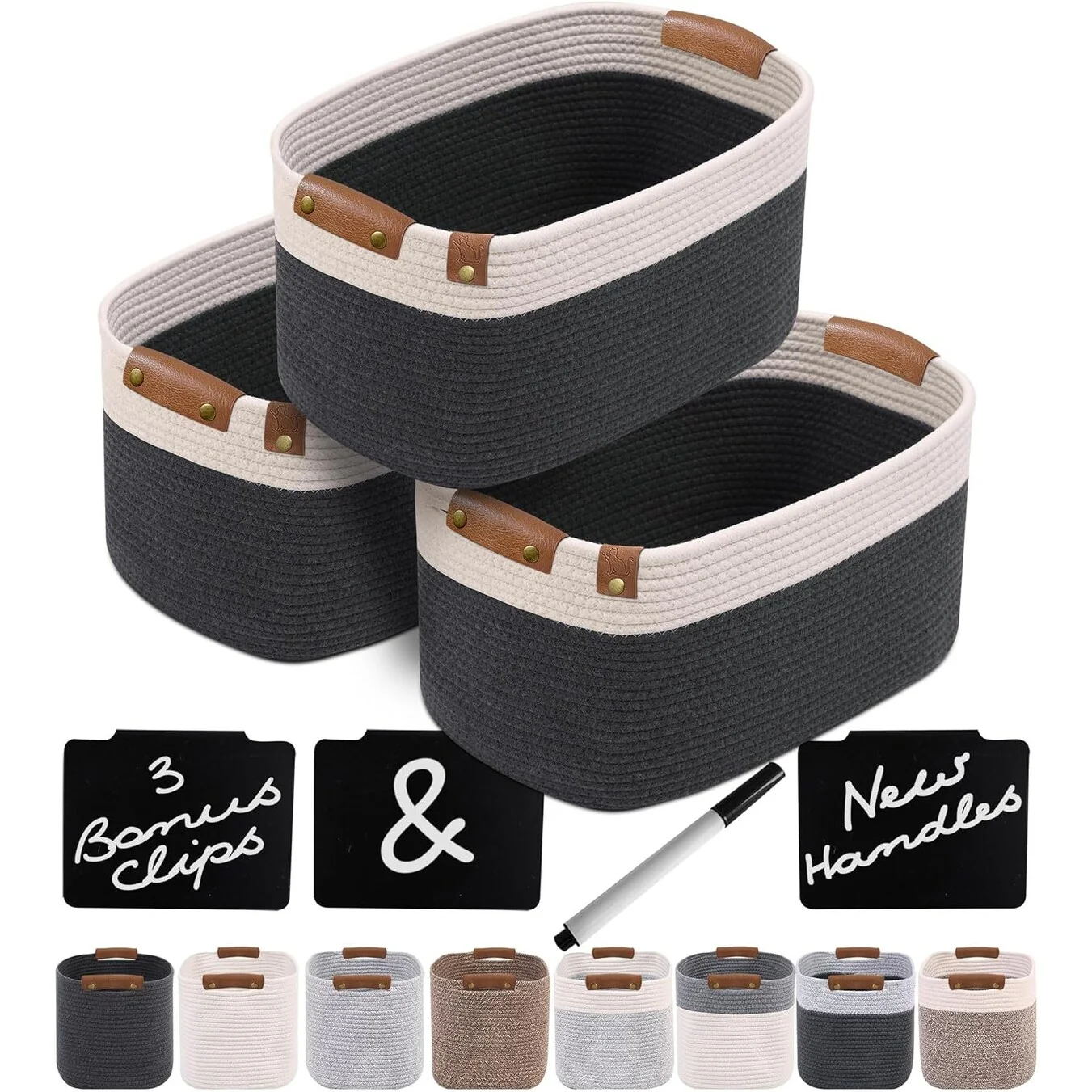 3 Sets of Cotton Rope Baskets