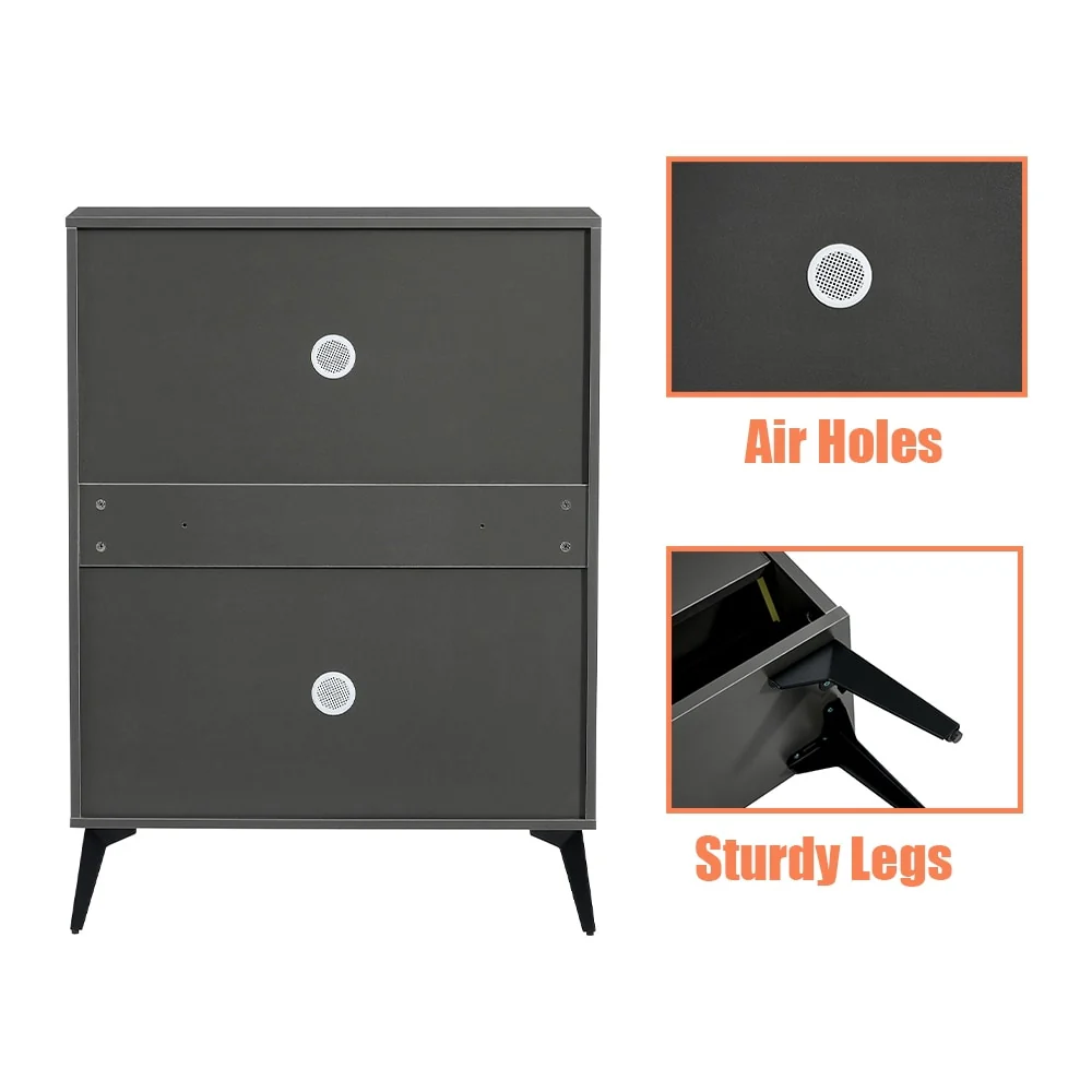 3-Drawer Wood Shoe Storage Cabinet with Removable Panels & 1 Open Shelf