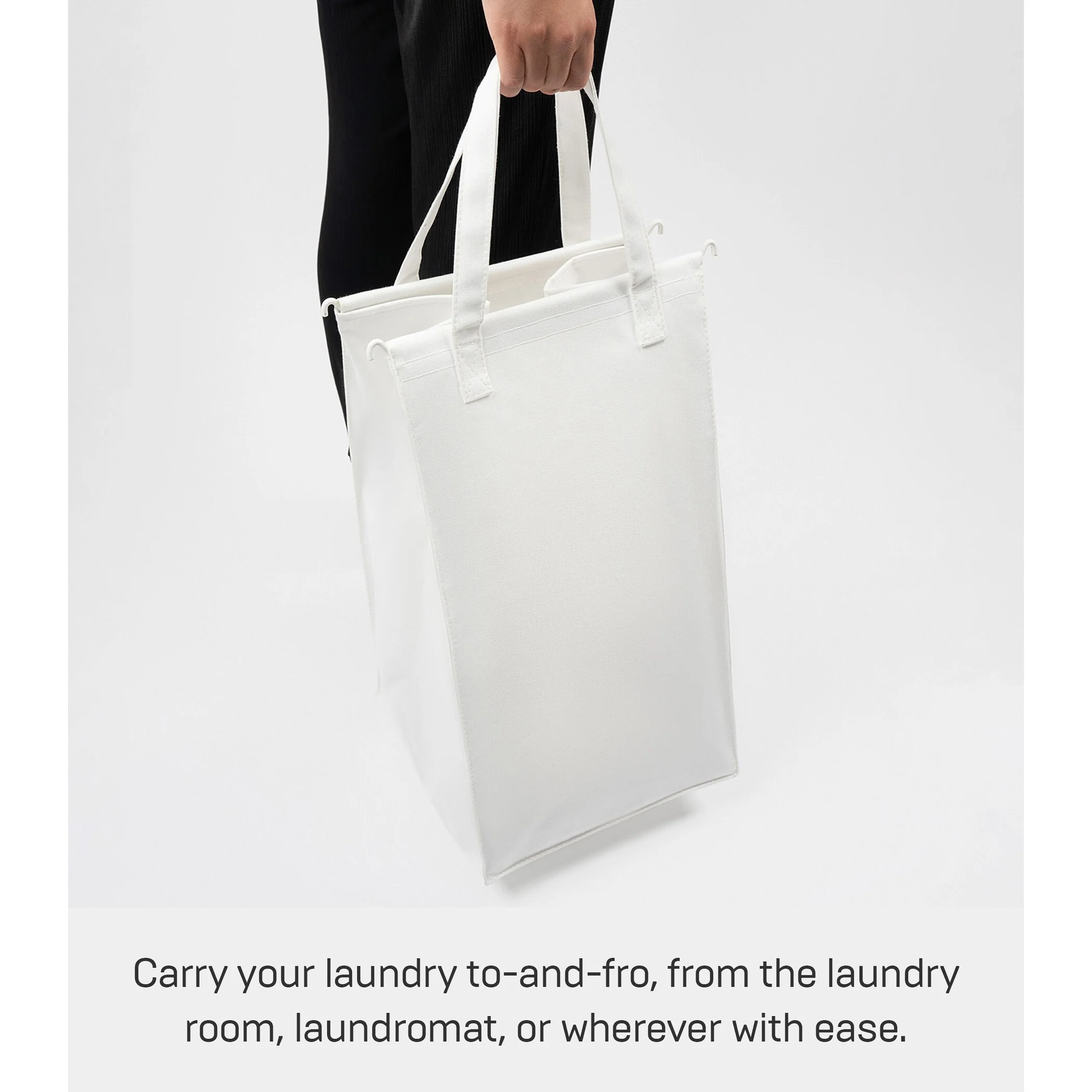 Yamazaki Home Laundry Hamper with Cotton Liner - Two Sizes, Steel and Cotton, Small, 12 gallons, 45 liters, Collapsible
