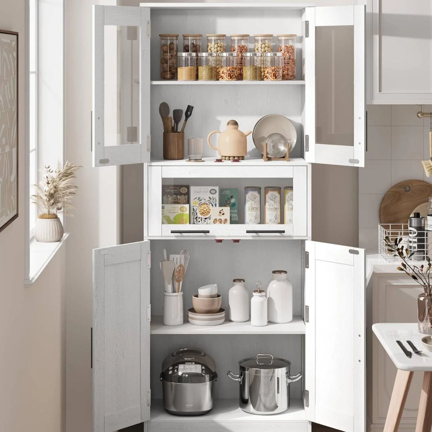 Tall Cabinet with Doors and Adjustable Shelf, Kitchen , Bathroom - N/A
