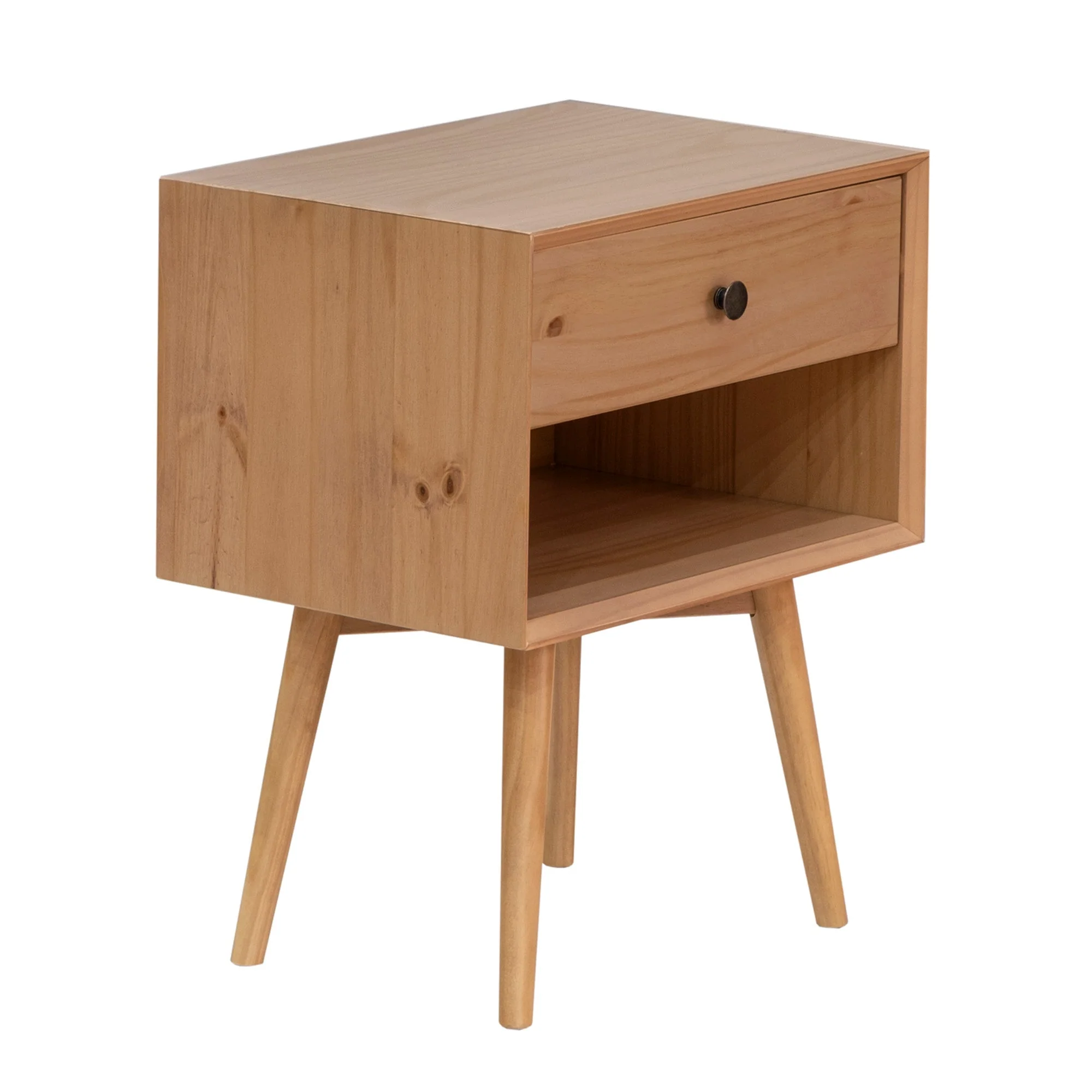 Etherealify Single-Drawer Solid Wood Nightstand