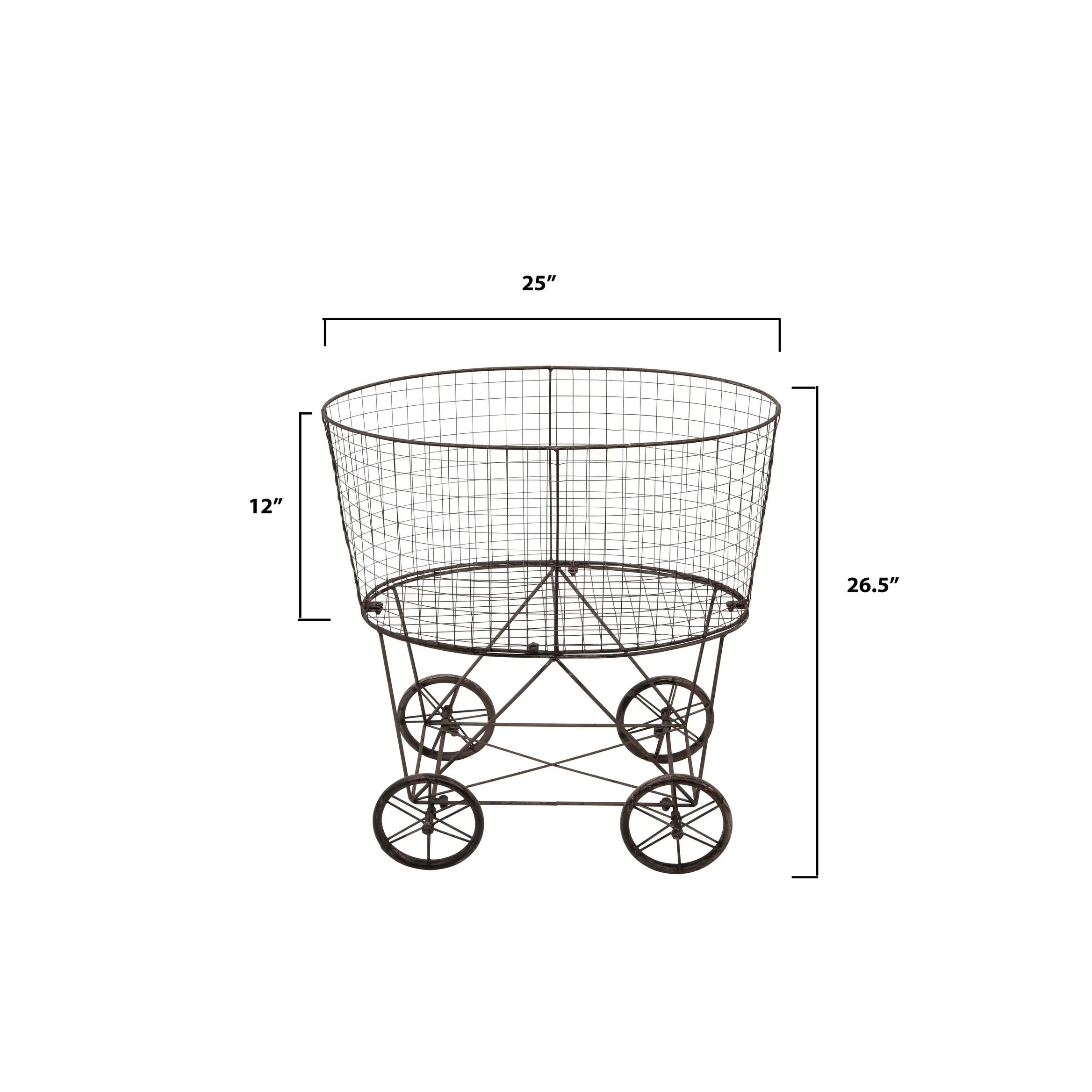 Metal Rolling Laundry Cart with Rack
