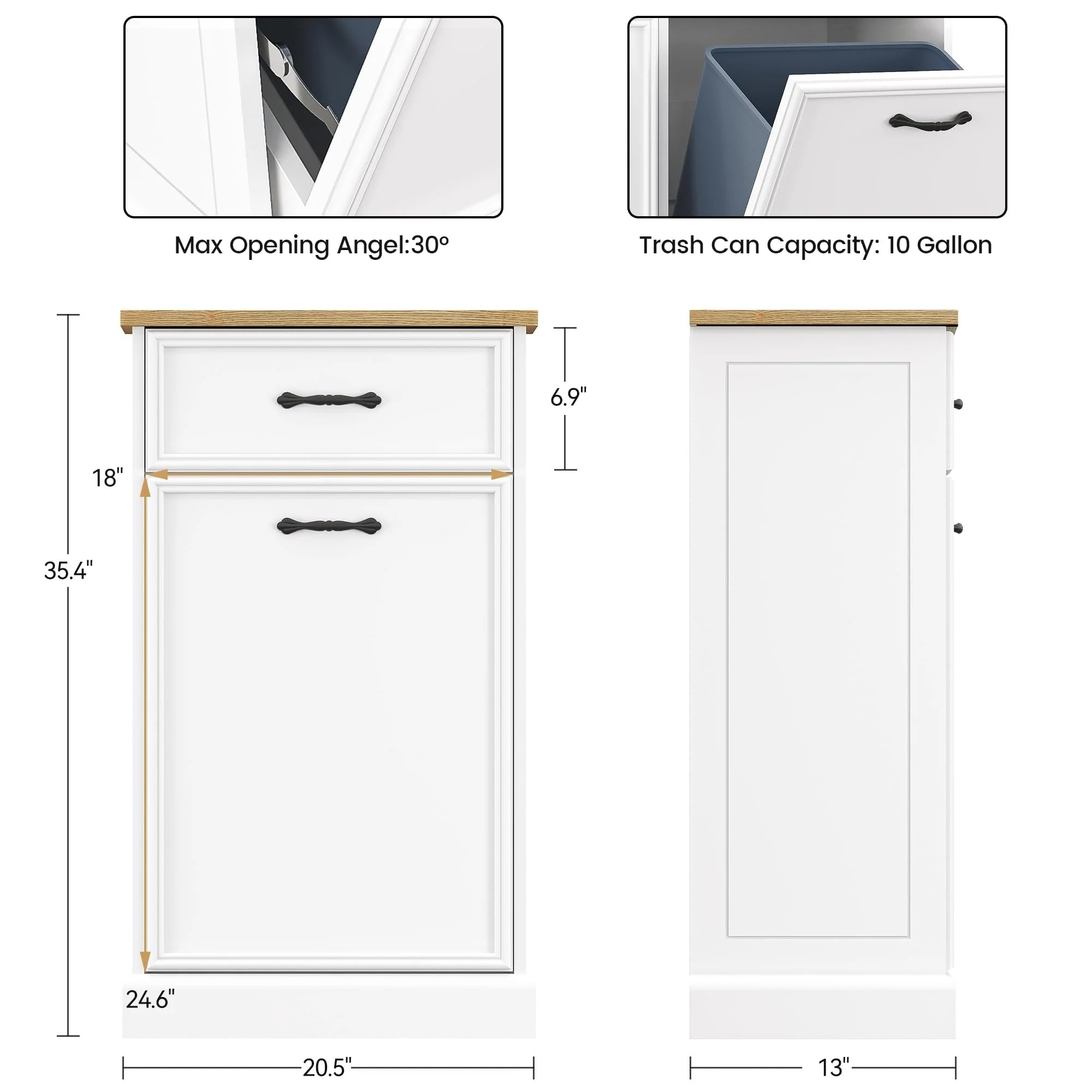 Kitchen Tilt Out Trash Can Cabinet with Drawer
