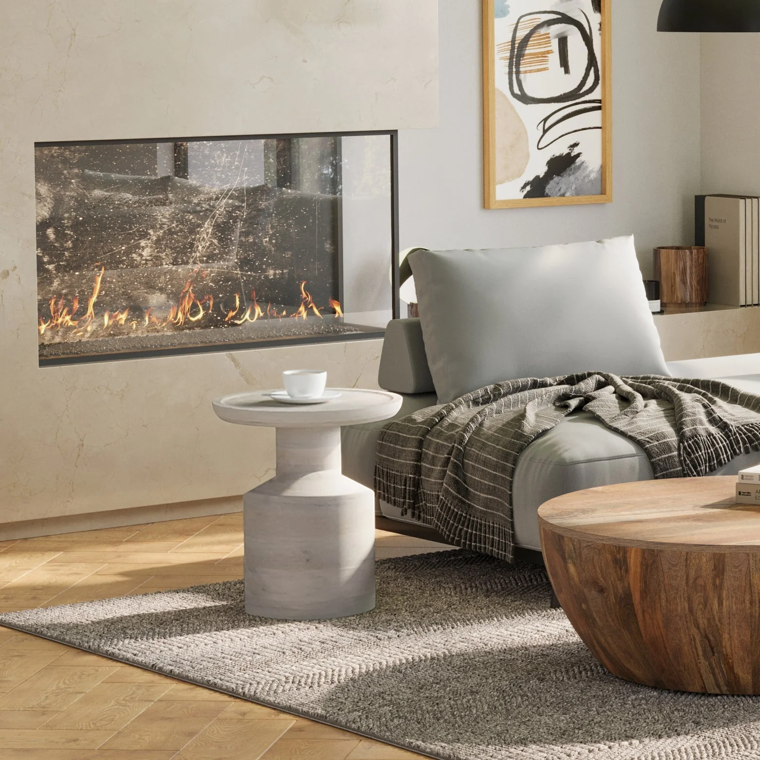 Focus Wooden Accent Table with Round Top