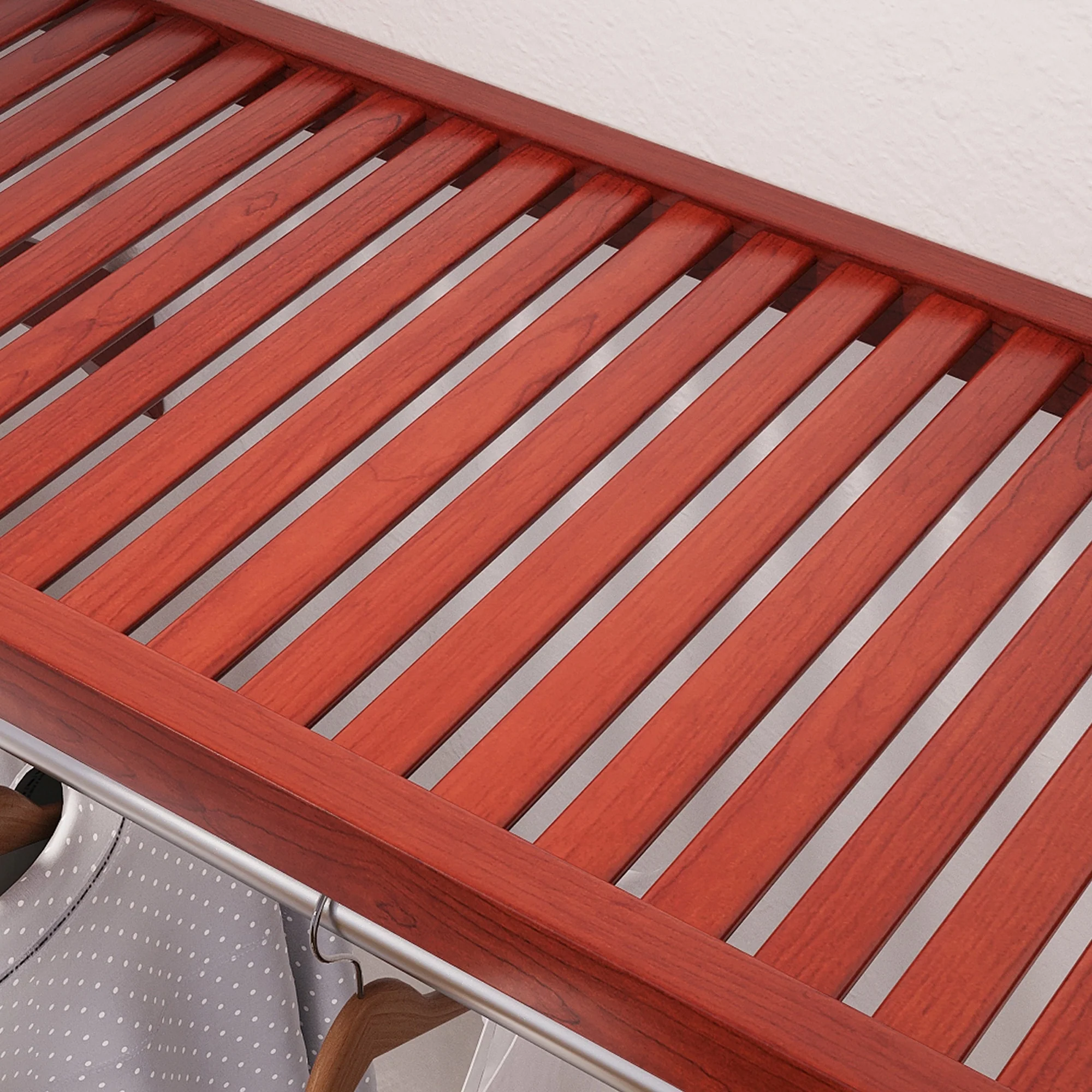 John Louis Home Solid Wood Walk-In Closet System with 5-Drawers and Doors Red Mahogany