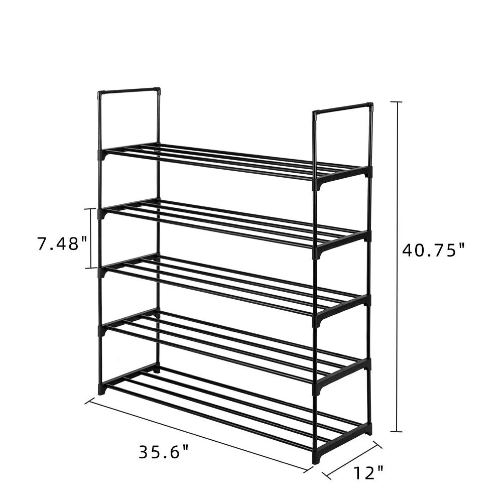 5-Tier Shoe Rack,Metal Shoe Shelf,Storage Organizer