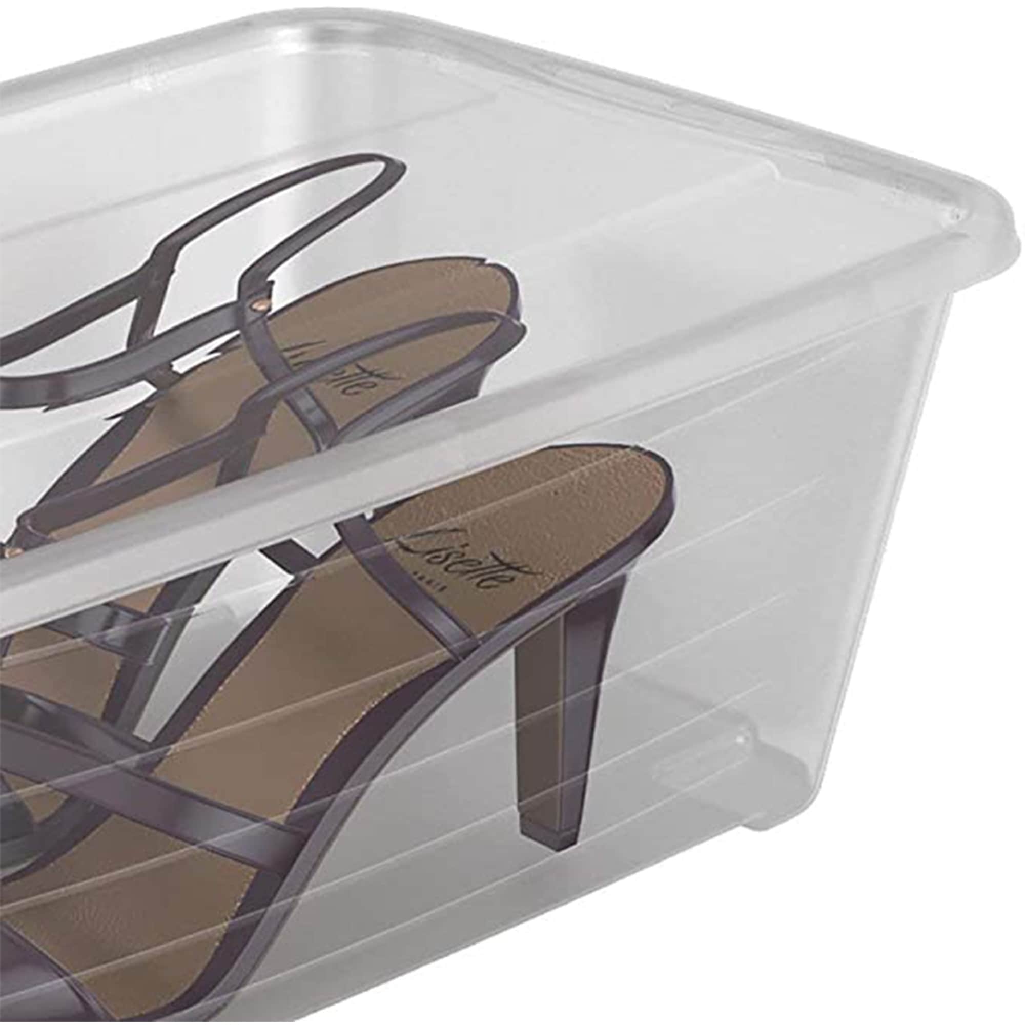 Life Story 6L Shoe and Closet Storage Box Stacking Containers, Clear (10 Pack)