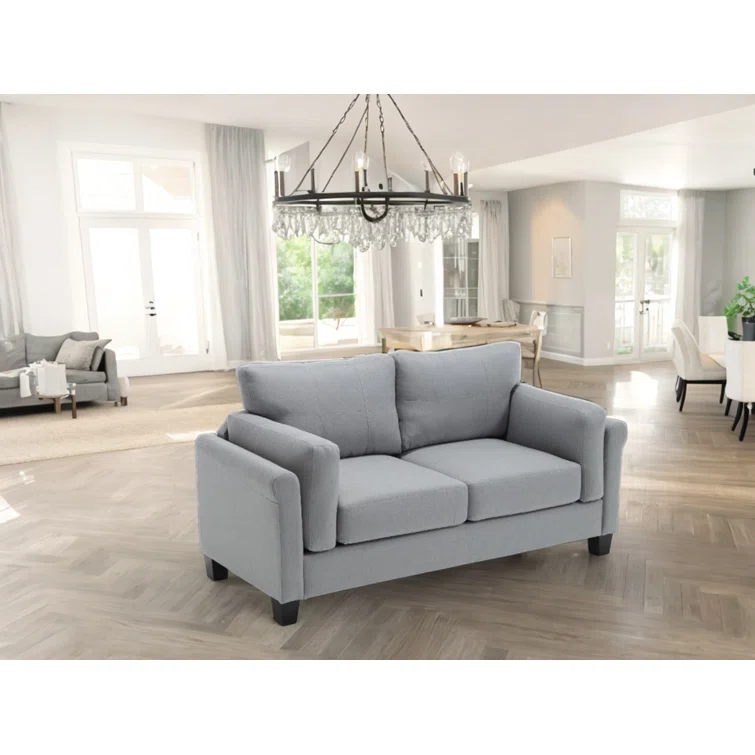 Modern Sofa Linen Upholstered Loveseat Sofa Comfortable Two Seat Couch For Living Room Or Office