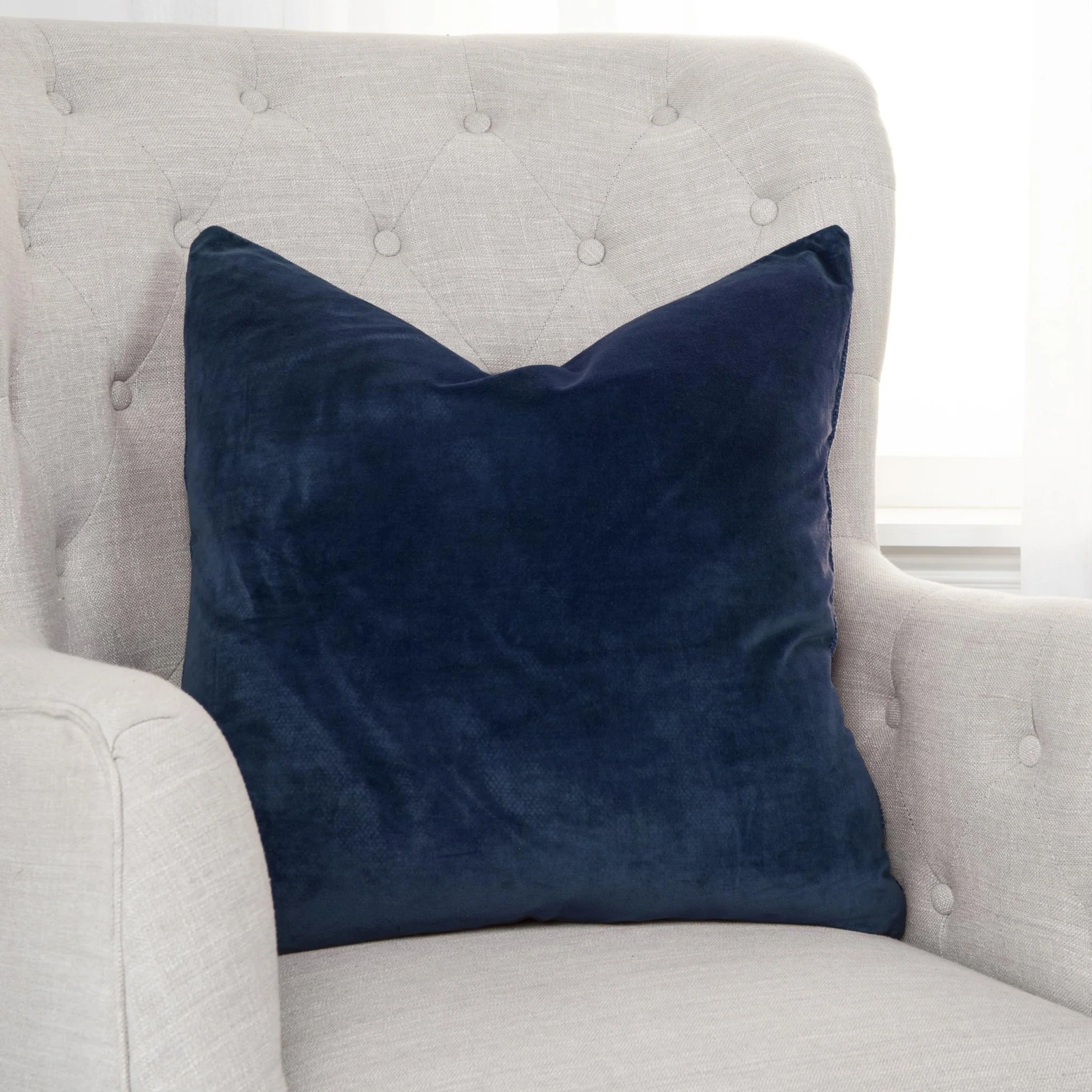 Navy Blue Velvet Woven Decorative Throw Pillow