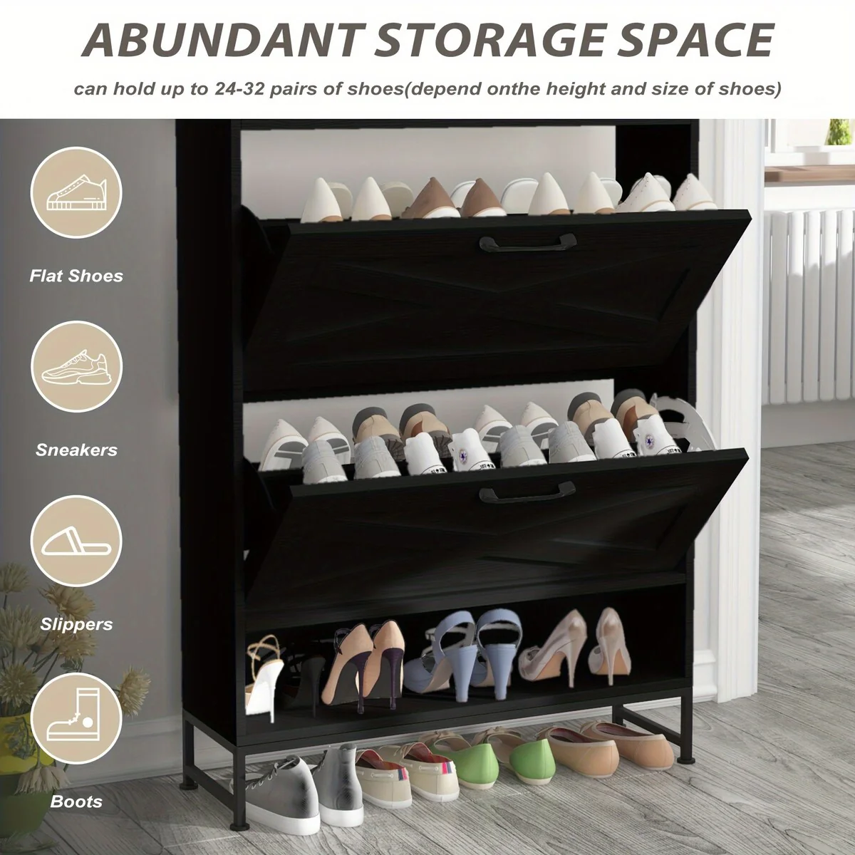 24 Pair Shoe Storage Cabinet