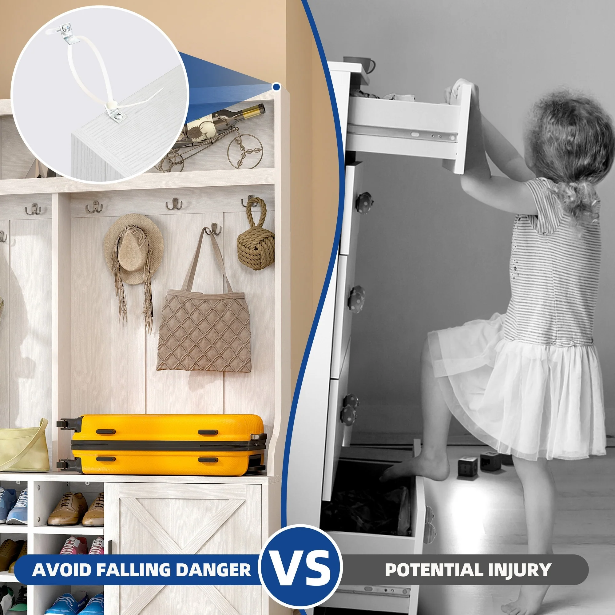 Moasis Farmhouse Hall Tree with Bench and Shoe Storage with 10 Hooks for Entryway