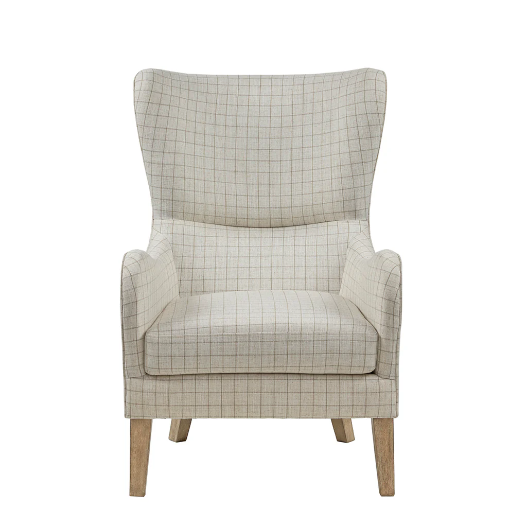 Upholstered Chair with Wing Back and Curved Arms