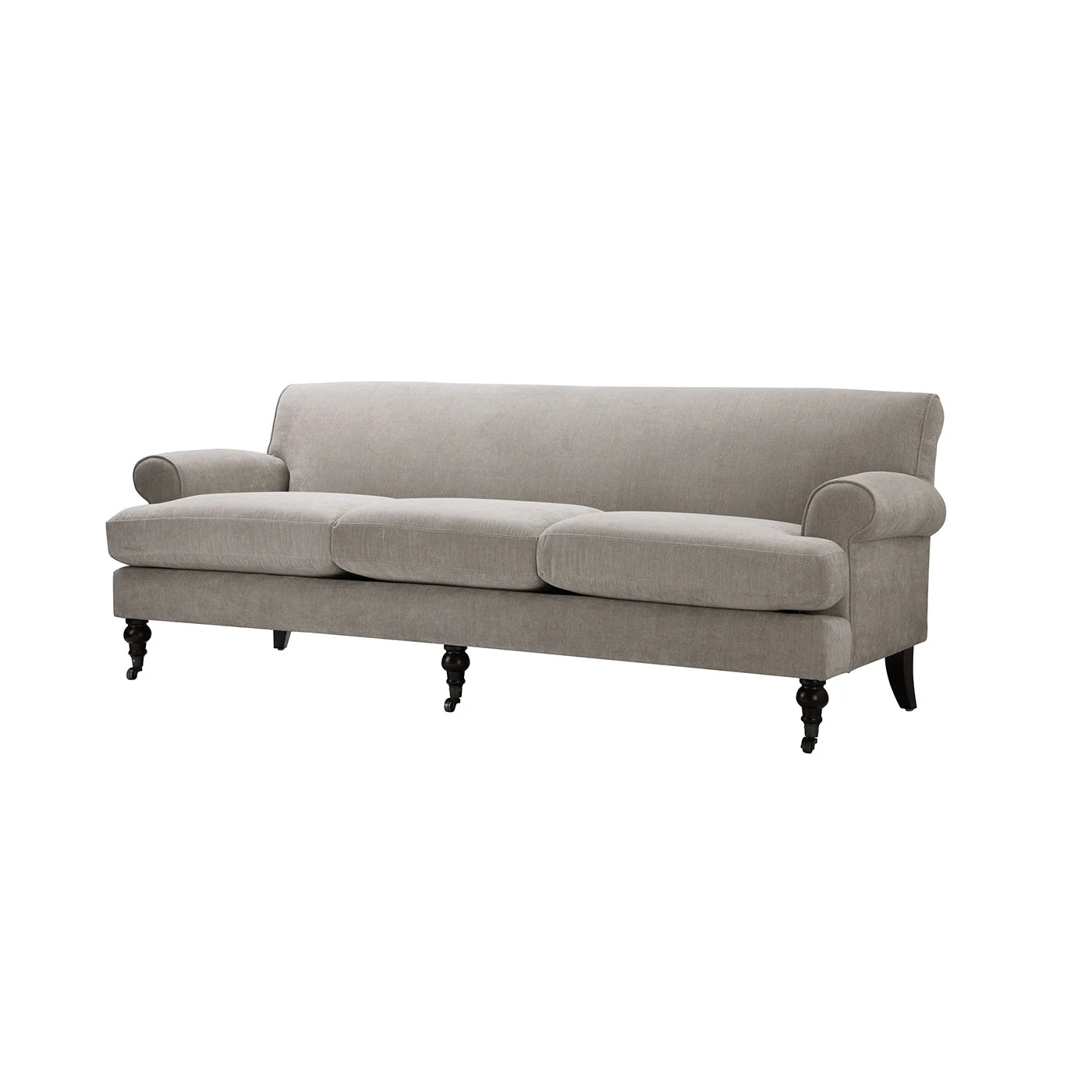 Creations Upholstered Sofa with Metal Casters and 3 Cushions Tightback