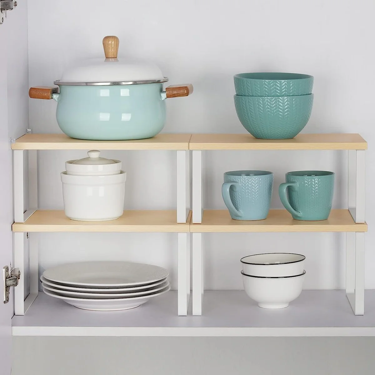 Stackable Kitchen Cabinet Shelves Organizer