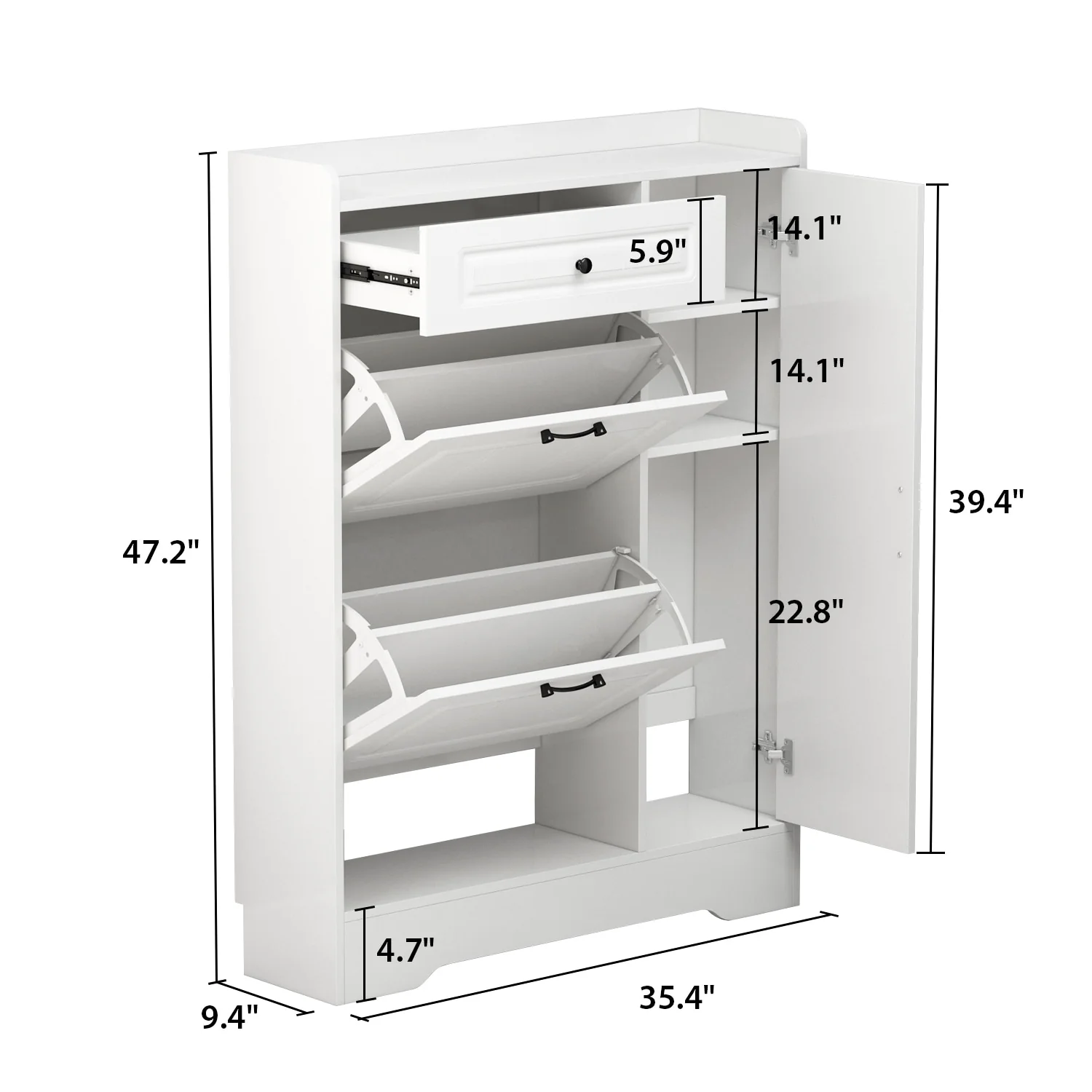 Kerrogee Shoe Cabinet w/ Drawers for Up to 18 Pairs (Can Fit Boots )
