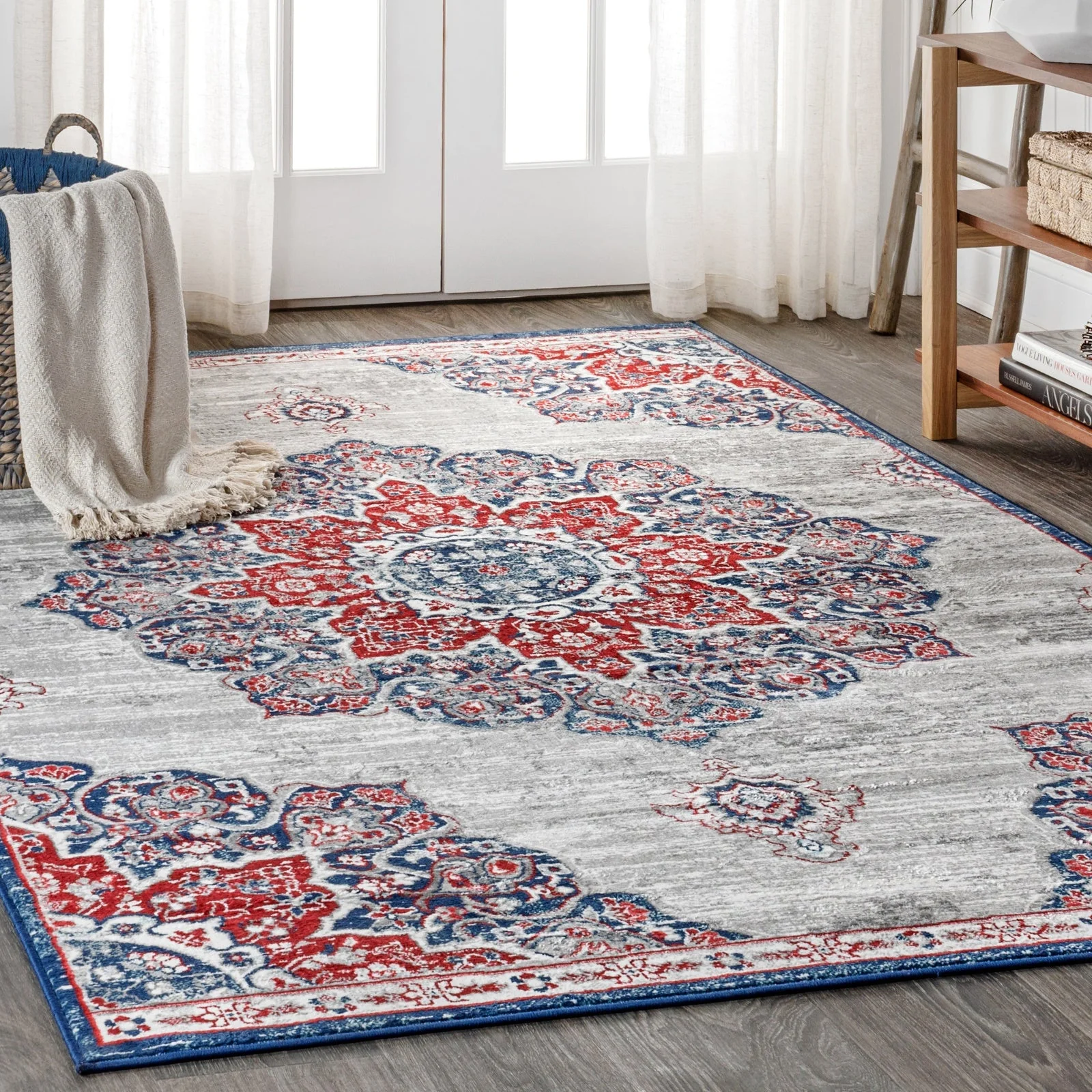 Modern Persian Vintage Moroccan Medallion Area Rug