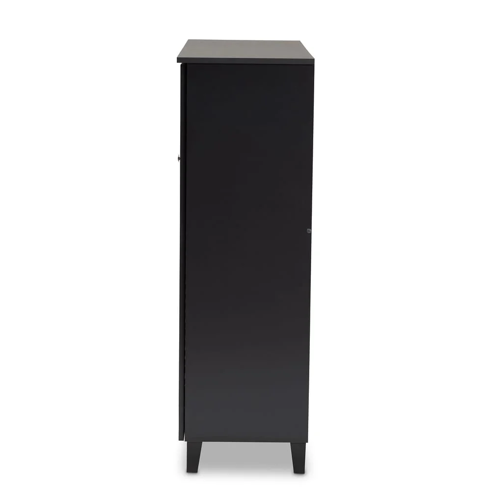 Baxton Studio Contemporary 11-shelf Wood Shoe Storage Cabinet with Drawer
