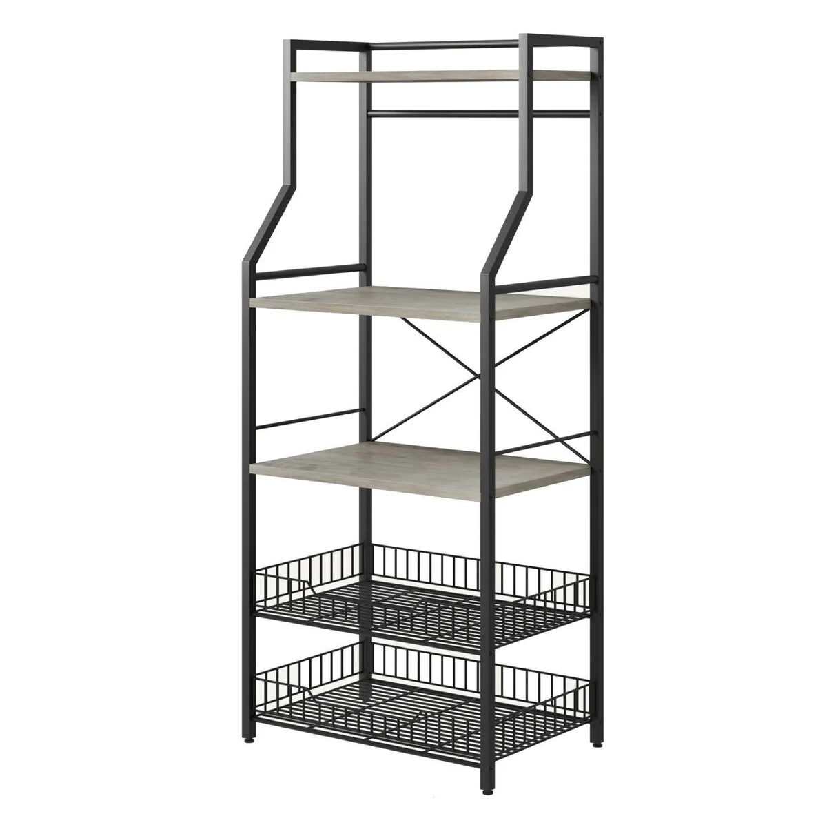 5-Tier Kitchen Bakers Rack with 2 Large Wire Baskets